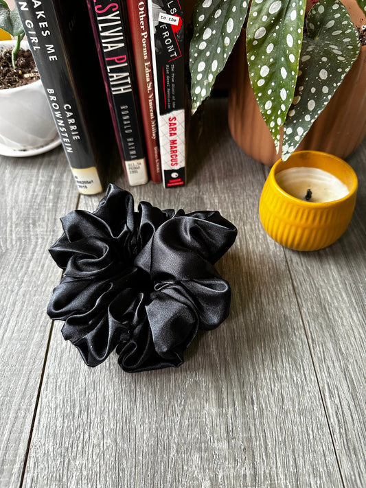 Black Oversized Jumbo XL Satin Scrunchie | Bridal Gifts | Bridesmaid Gift | Gifts for Her