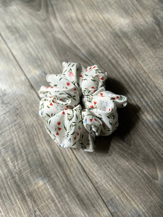 Red White and Blue Floral Oversized Jumbo XL Satin Scrunchie | Bridal Gift | Bridesmaid Gift | Gifts for Her