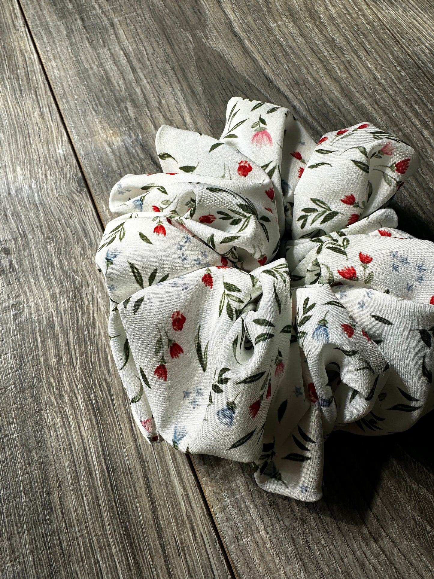 Red White and Blue Floral Oversized Jumbo XL Satin Scrunchie | Bridal Gift | Bridesmaid Gift | Gifts for Her
