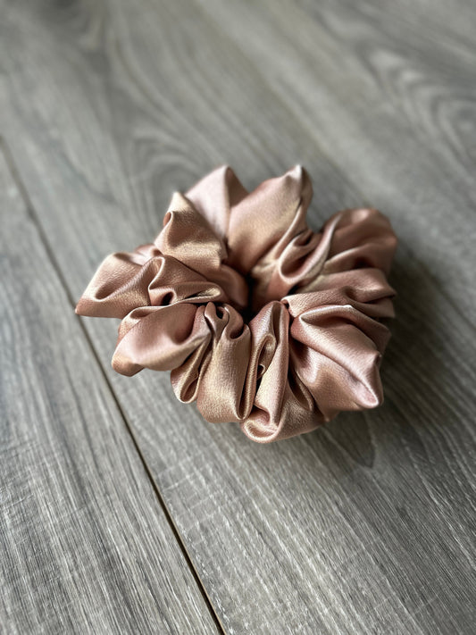 Rose Gold Coquette Cottagecore Oversized Jumbo XL Satin Scrunchie | Bridal Gift | Bridesmaid Gift | Gifts for Her