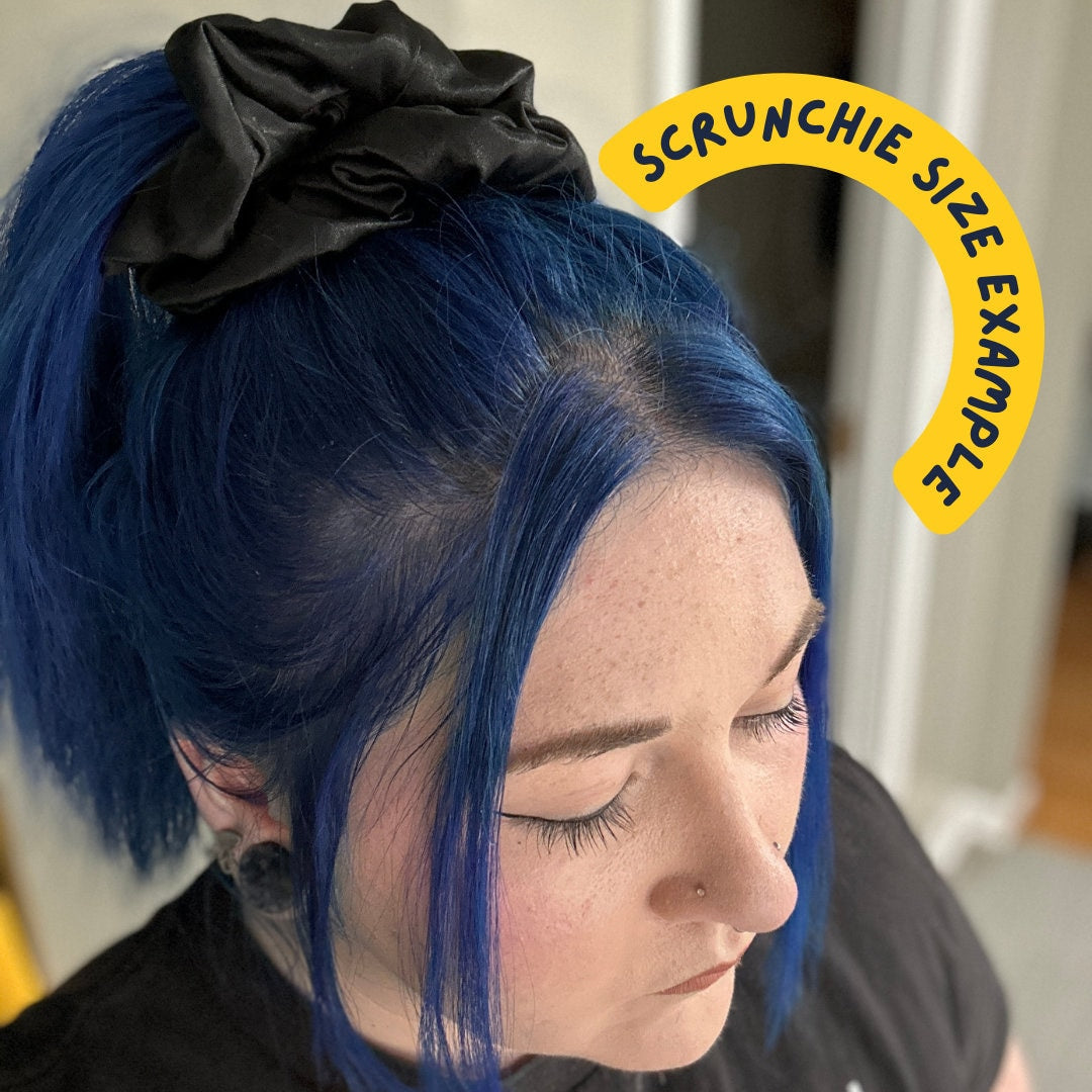 Celestial Moon and Star Black Zodiac Whimsigoth Oversized Jumbo XL Satin Scrunchie | Bridal Gift | Bridesmaid Gift | Gifts for Her