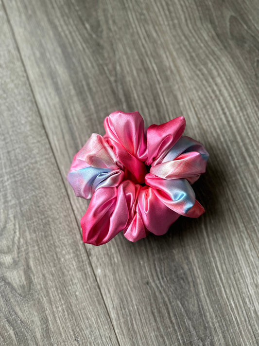 Pink and Blue Cotton Candy Oversized Jumbo XL Satin Scrunchie | Bridal Gift | Bridesmaid Gift | Gifts for Her