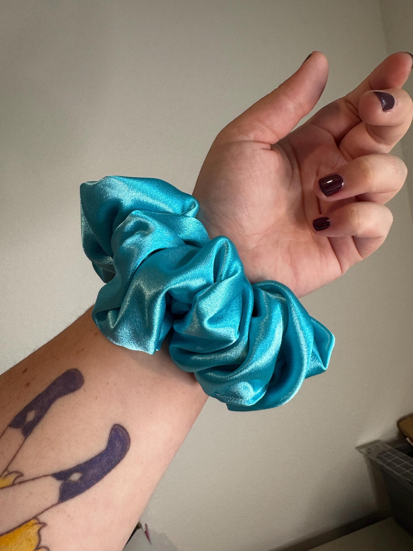 Bright Blue Oversized Jumbo XL Satin Scrunchie | Bridal Gift | Bridesmaid Gift | Gifts for Her