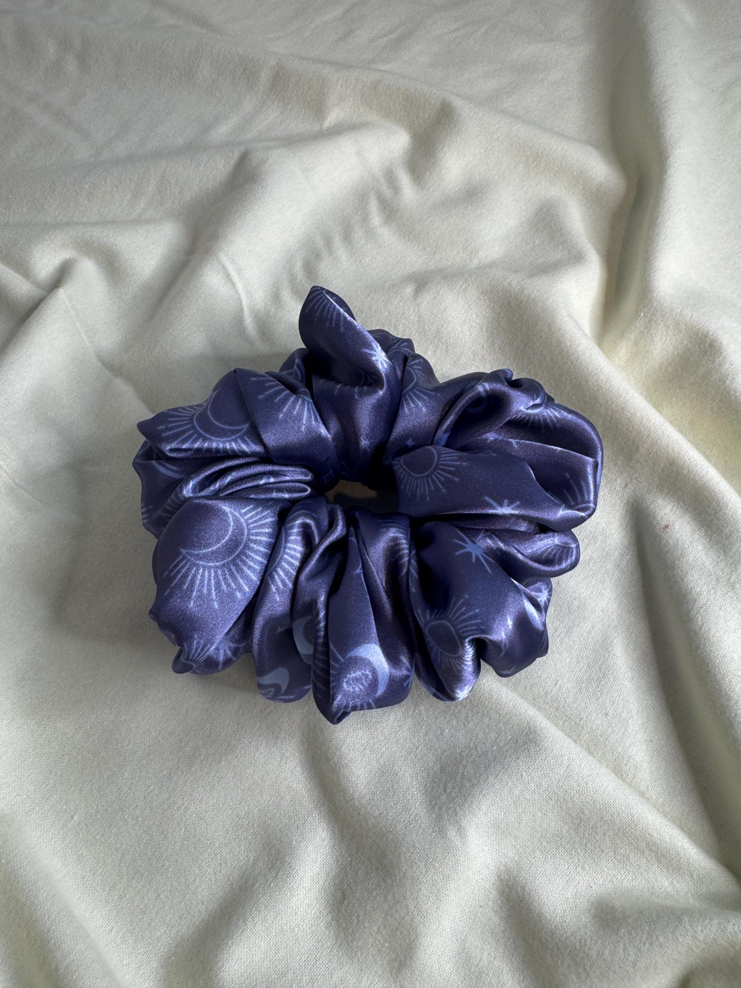 Celestial Moon and Star Blue Whimsigoth Oversized Jumbo XL Satin Scrunchie | Bridal Gift | Bridesmaid Gift | Gifts for Her