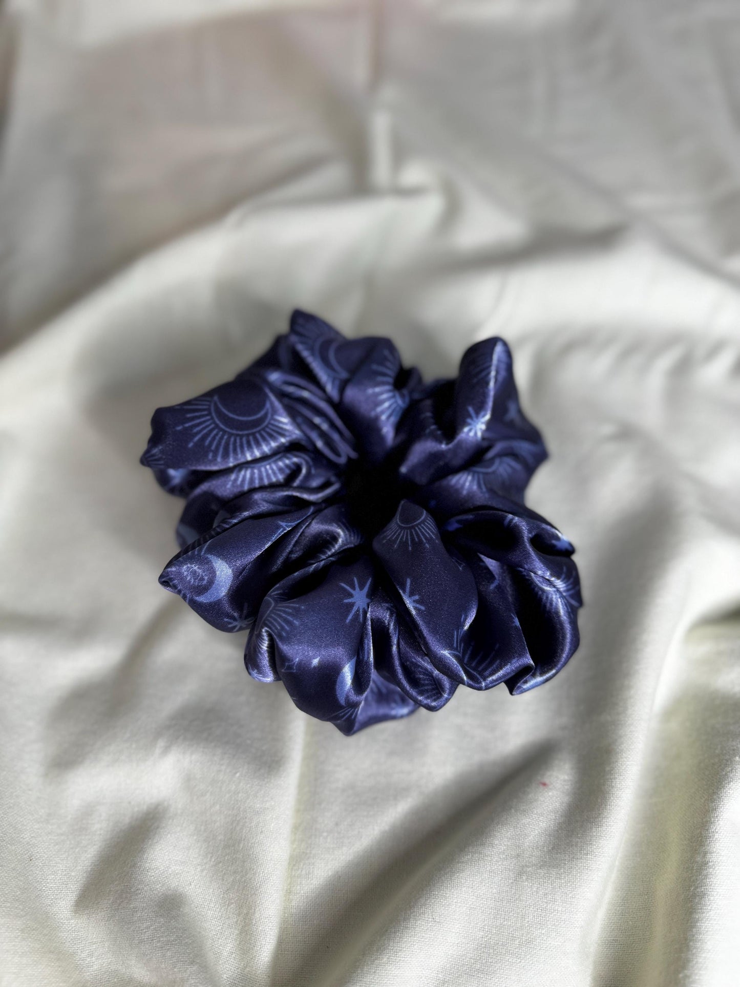 Celestial Moon and Star Blue Whimsigoth Oversized Jumbo XL Satin Scrunchie | Bridal Gift | Bridesmaid Gift | Gifts for Her