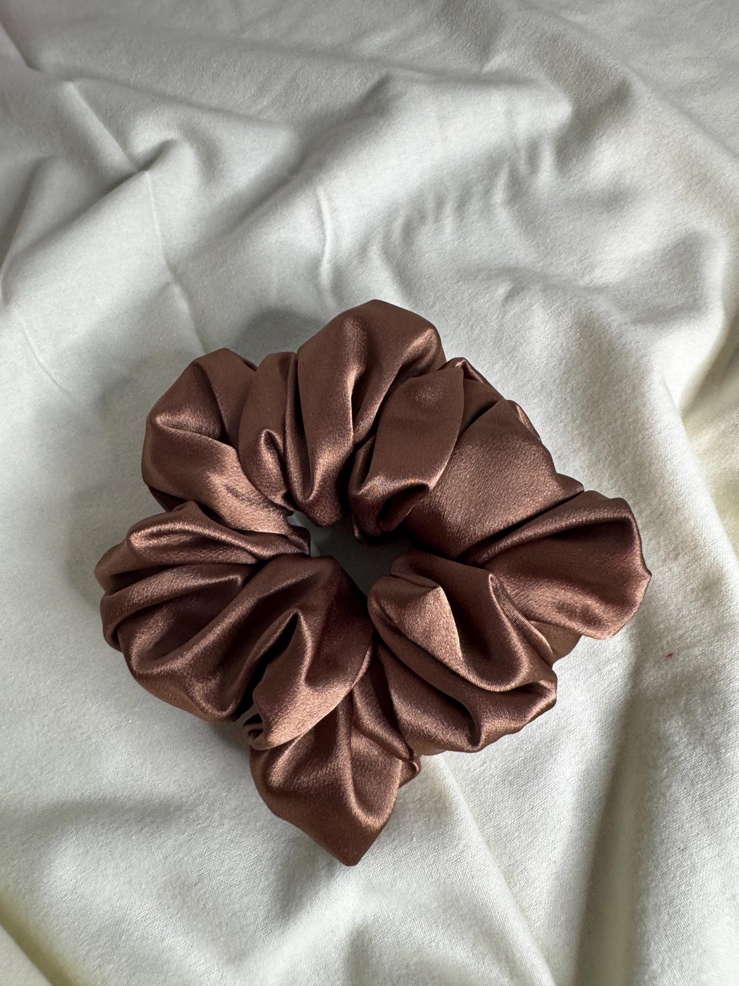 Chocolate Brown Mocha Mousse Neutral Oversized Jumbo XL Satin Scrunchie | Bridal Gift | Bridesmaid Gift | Gifts for Her
