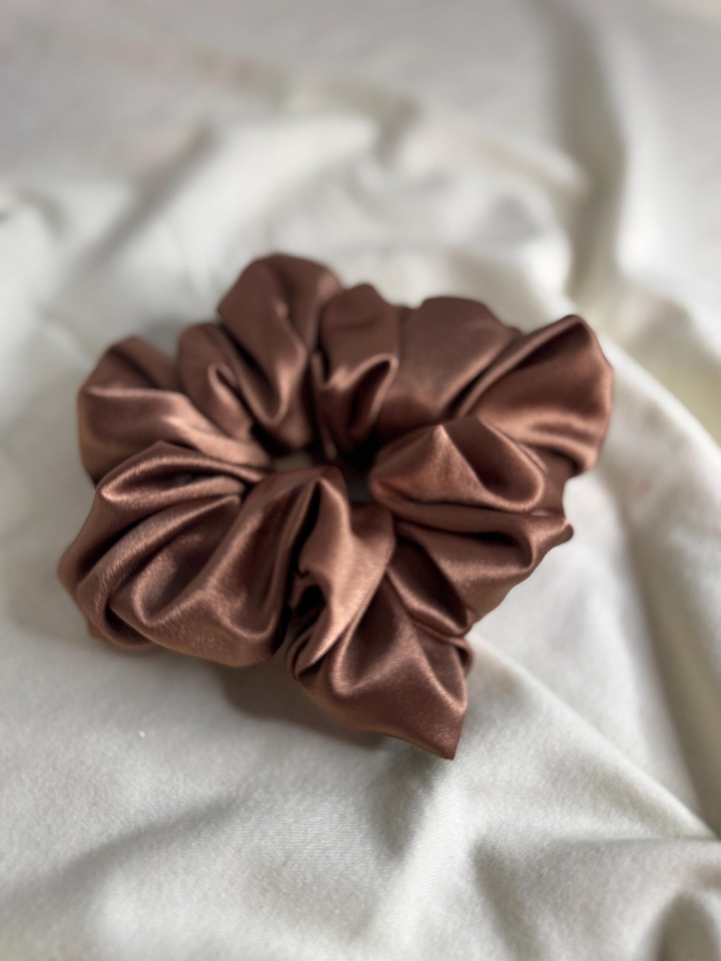 Chocolate Brown Mocha Mousse Neutral Oversized Jumbo XL Satin Scrunchie | Bridal Gift | Bridesmaid Gift | Gifts for Her