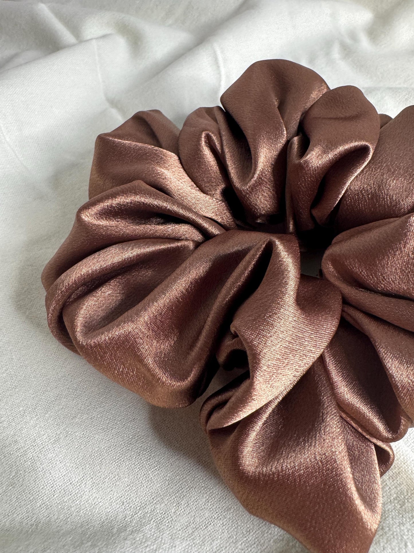 Chocolate Brown Mocha Mousse Neutral Oversized Jumbo XL Satin Scrunchie | Bridal Gift | Bridesmaid Gift | Gifts for Her