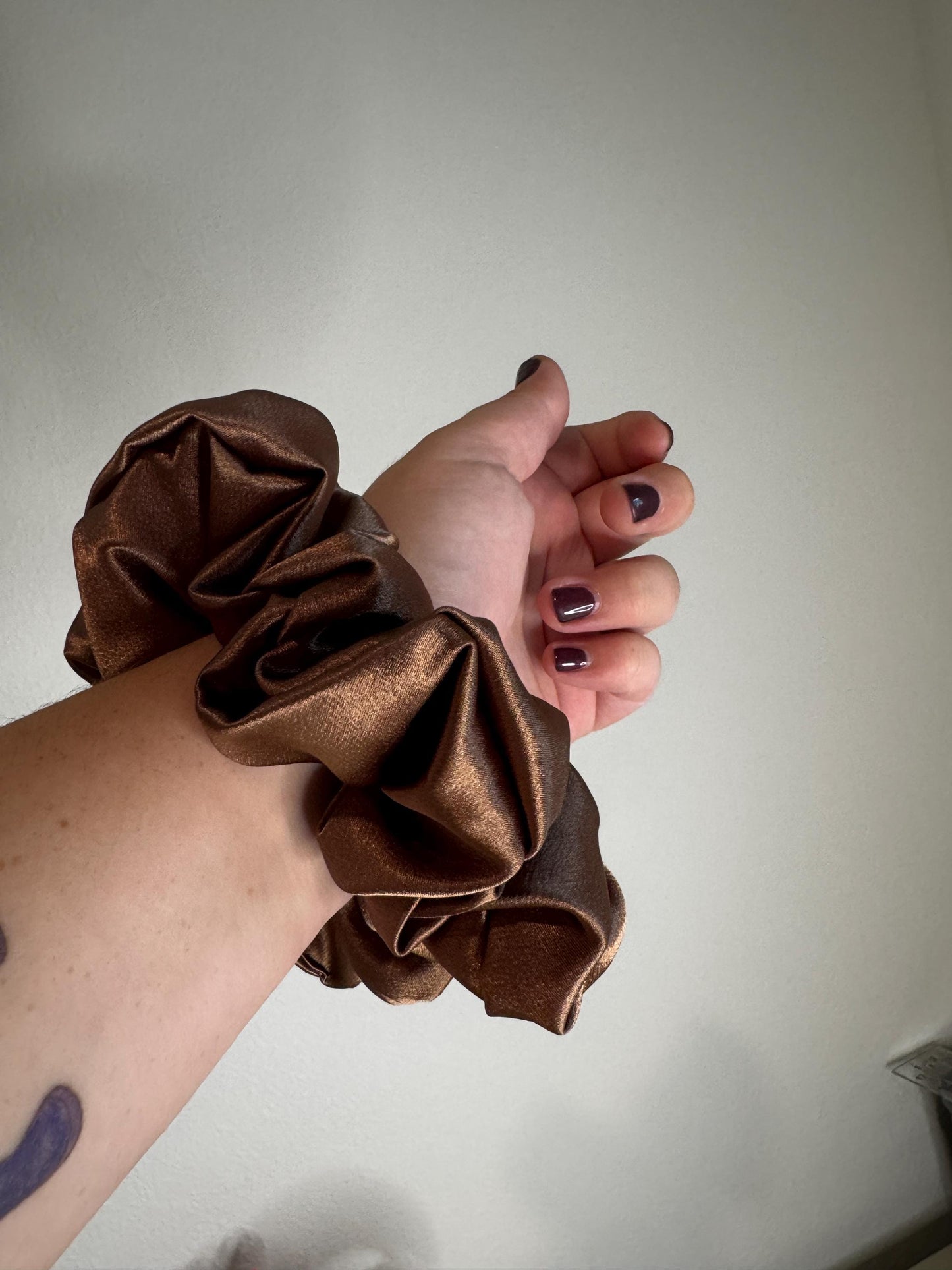 Chocolate Brown Mocha Mousse Neutral Oversized Jumbo XL Satin Scrunchie | Bridal Gift | Bridesmaid Gift | Gifts for Her