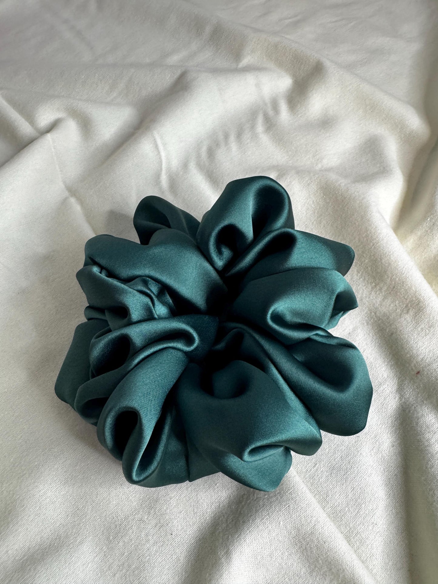 Dark Academia Forest Green Oversized Jumbo XL Satin Scrunchie | Bridal Gift | Bridesmaid Gift | Gifts for Her