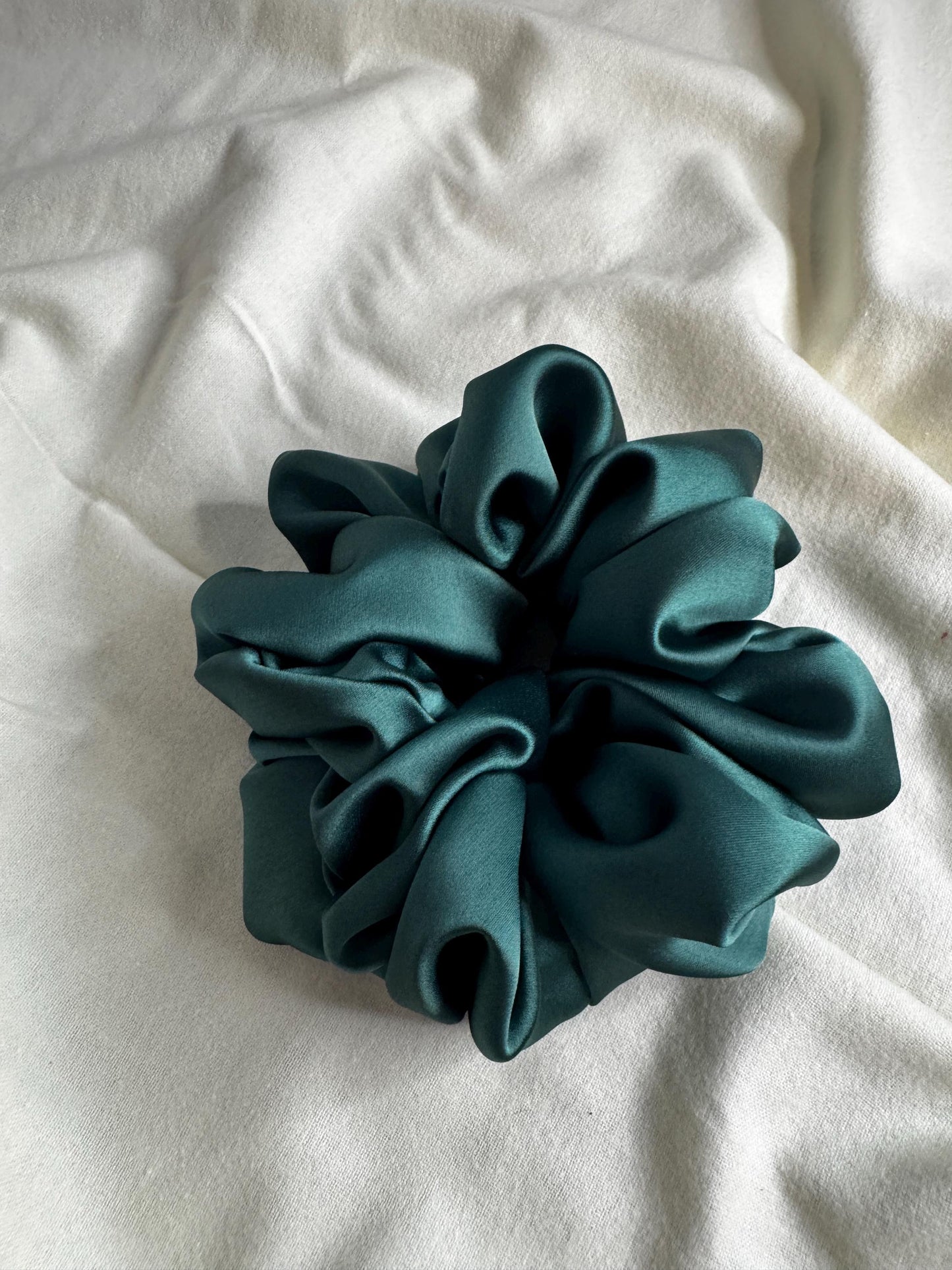 Dark Academia Forest Green Oversized Jumbo XL Satin Scrunchie | Bridal Gift | Bridesmaid Gift | Gifts for Her