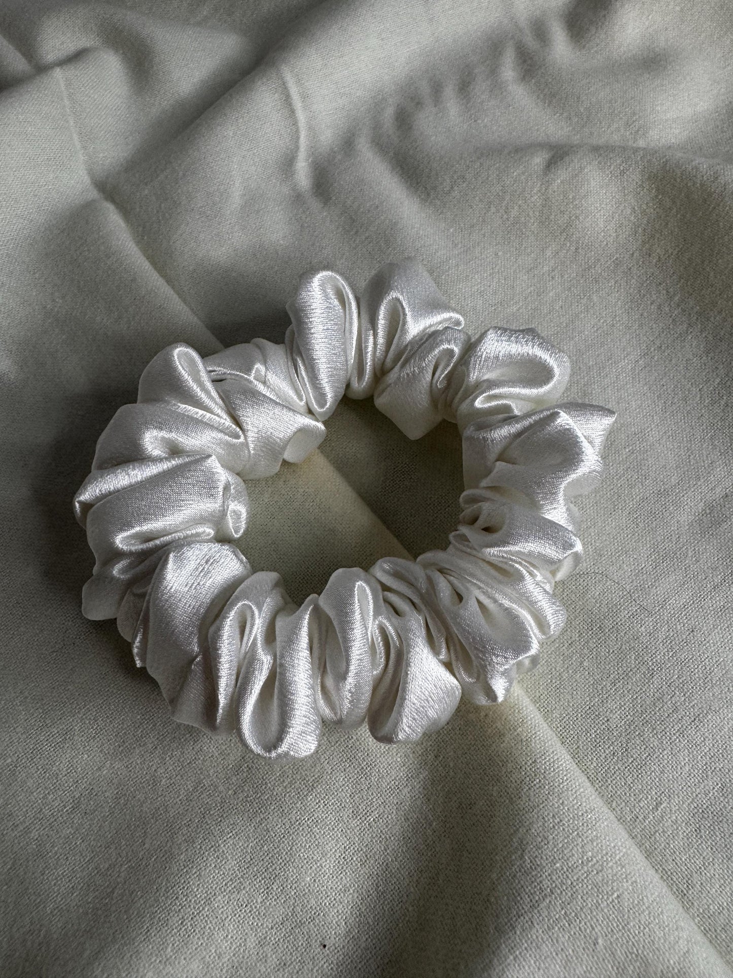 White mini Satin Scrunchie | Bridal Gifts | Bridesmaid Gift | Gifts for Her