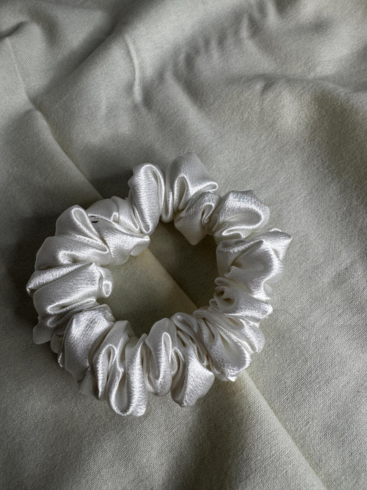 White mini Satin Scrunchie | Bridal Gifts | Bridesmaid Gift | Gifts for Her