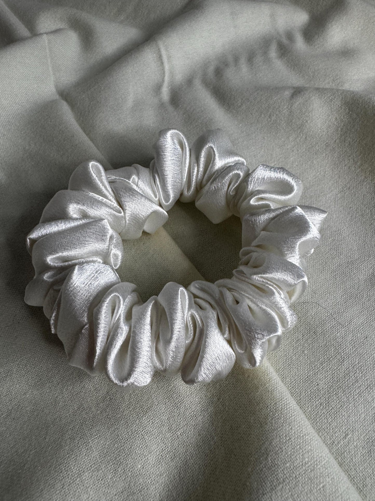 White mini Satin Scrunchie | Bridal Gifts | Bridesmaid Gift | Gifts for Her