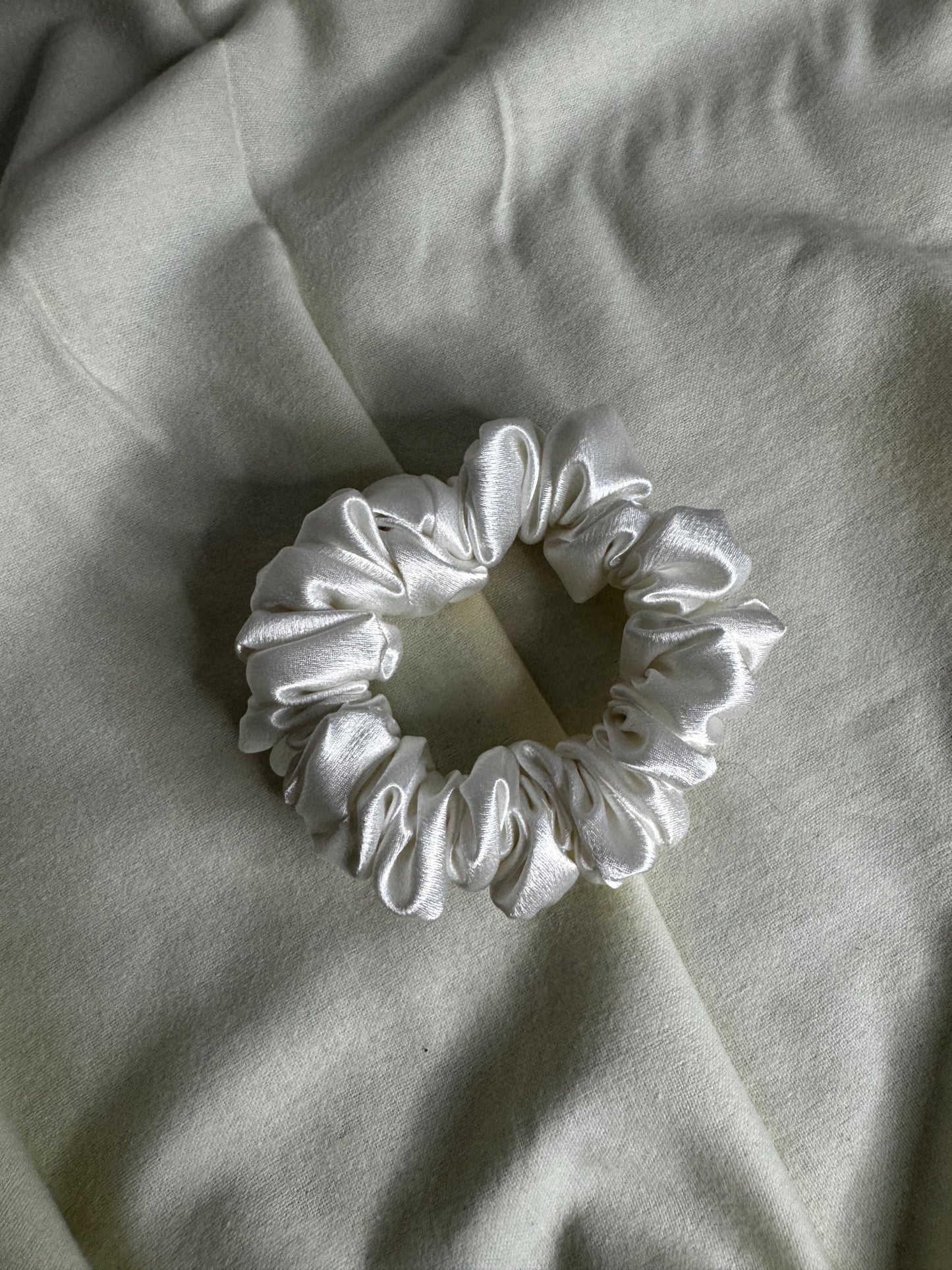 White mini Satin Scrunchie | Bridal Gifts | Bridesmaid Gift | Gifts for Her