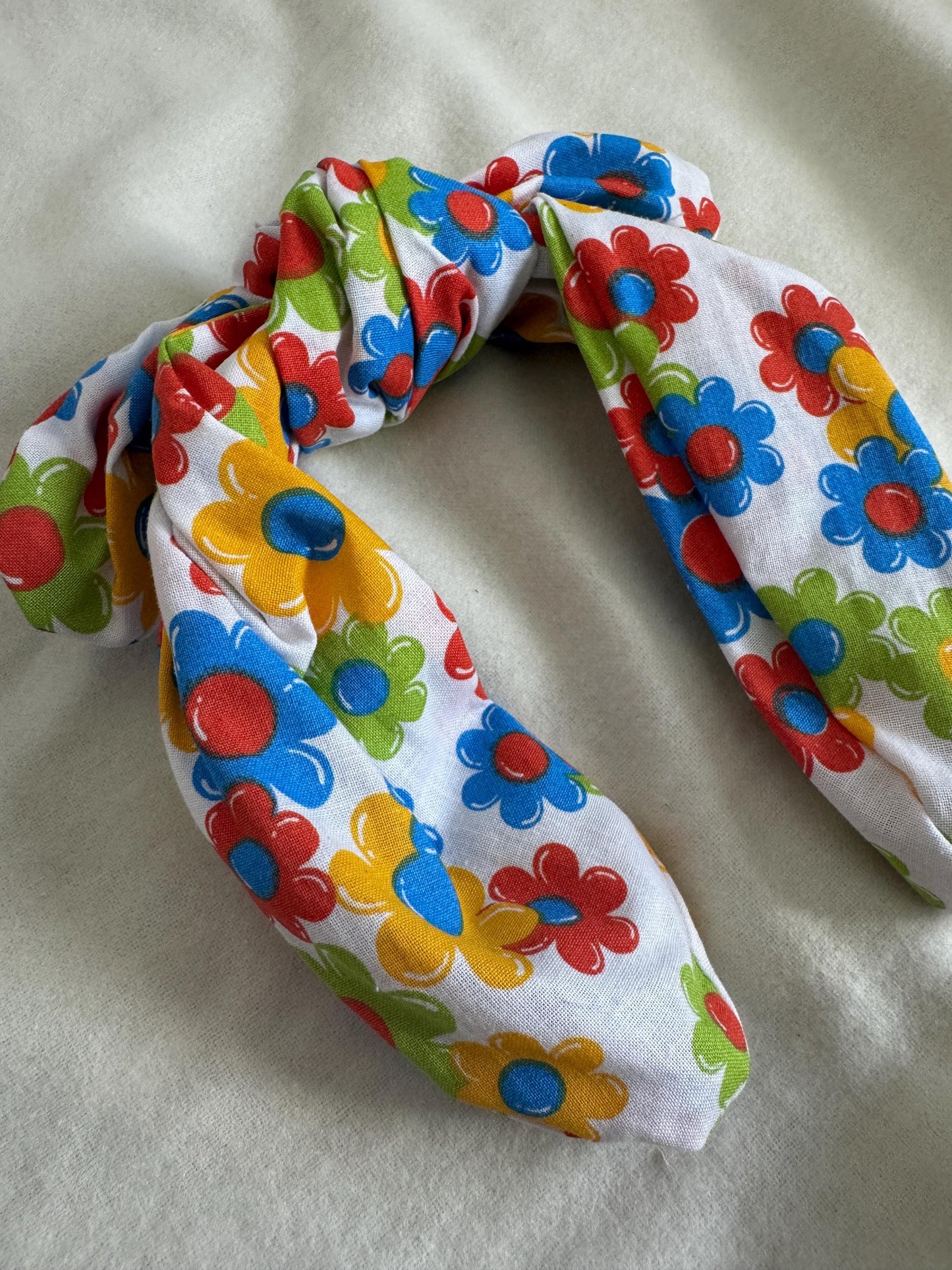 Red Yellow Blue Primary Color Retro Flower Headband | Hard Headband | Bow Headband| Headband for Women and Girls
