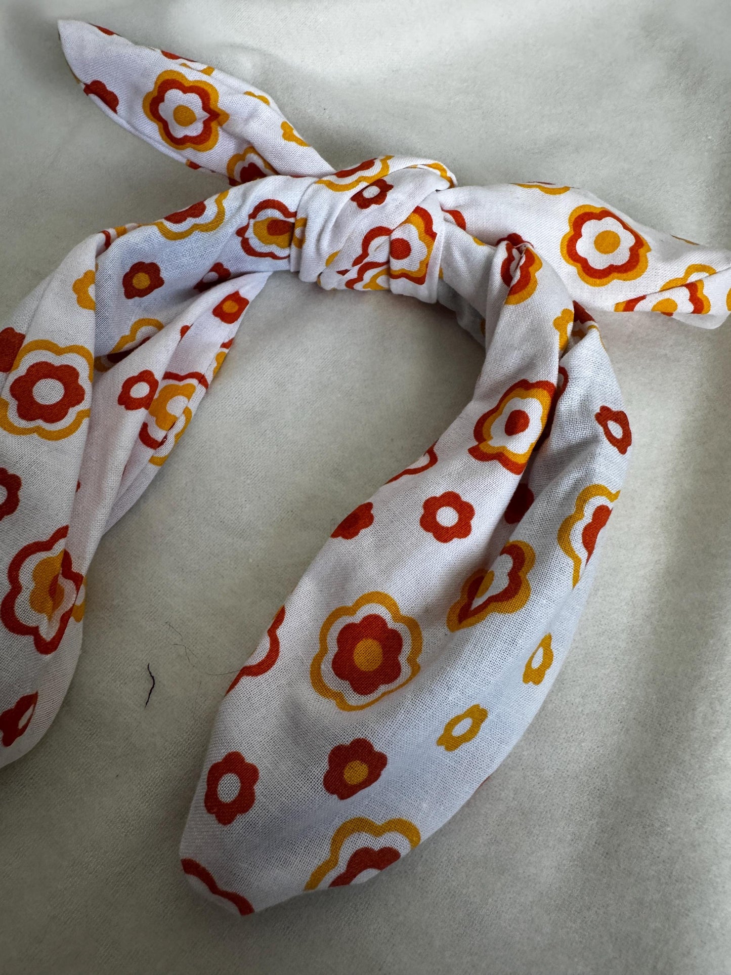 Orange Yellow Retro Flower Headband | Hard Headband | Bow Headband| Headband for Women and Girls