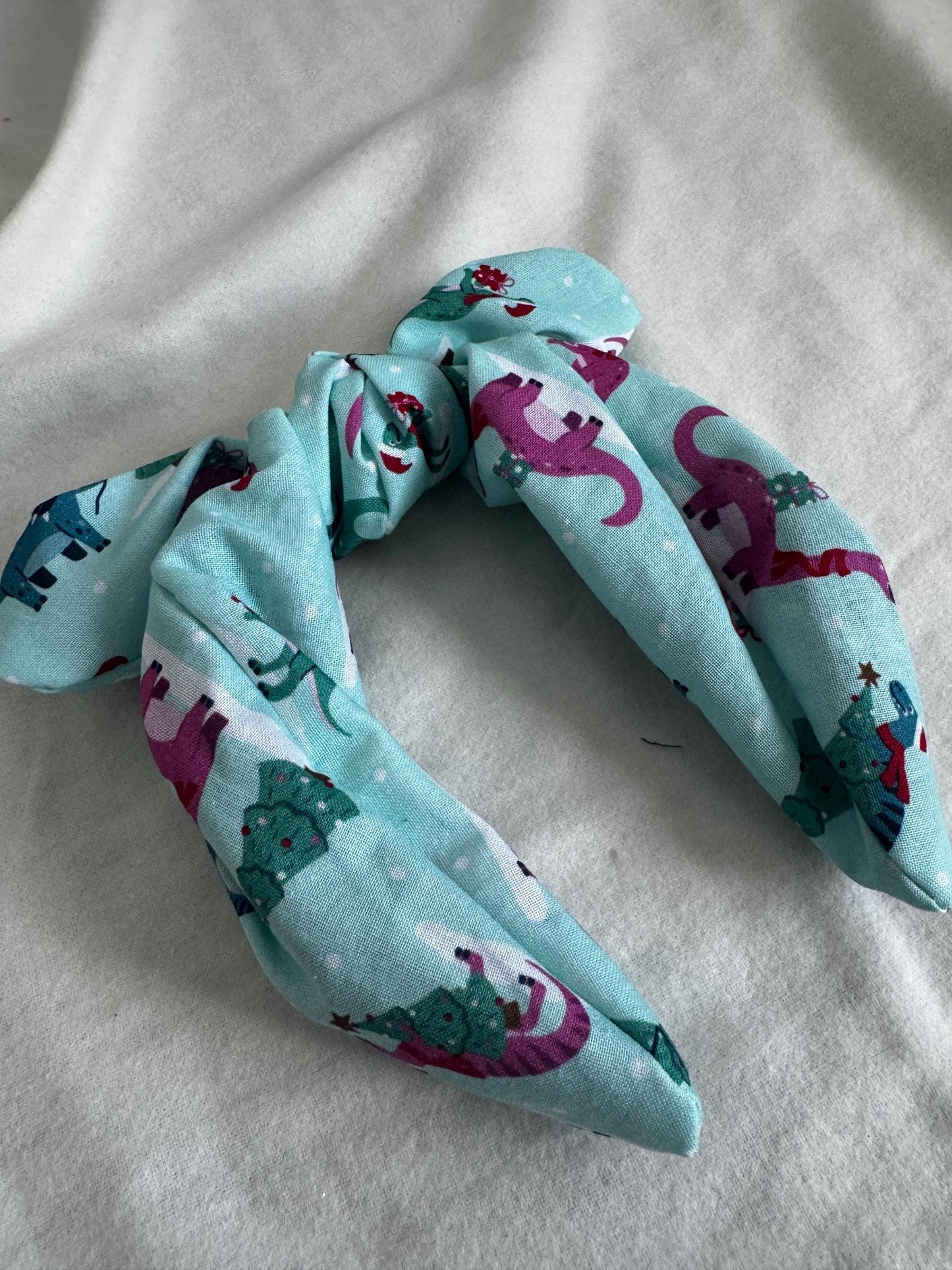 Blue Dinosaur Holiday Headband | Hard Headband | Bow Headband| Headband for Women and Girls