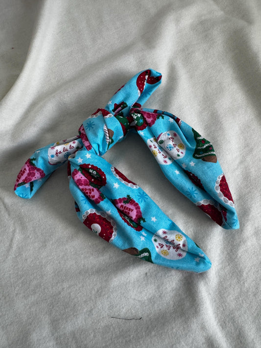 Blue Christmas Cake Holiday Headband | Hard Headband | Bow Headband| Headband for Women and Girls