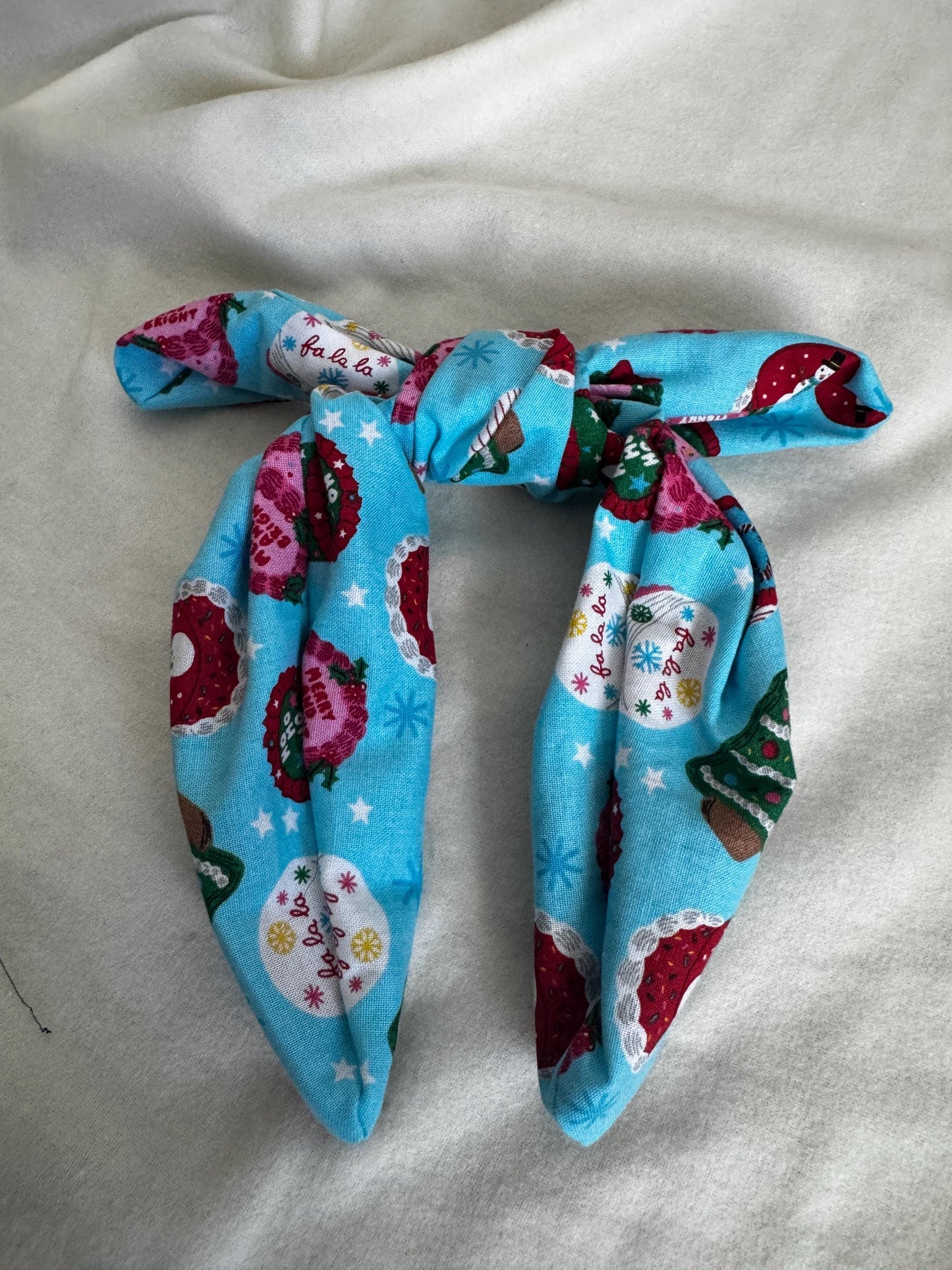 Blue Christmas Cake Holiday Headband | Hard Headband | Bow Headband| Headband for Women and Girls