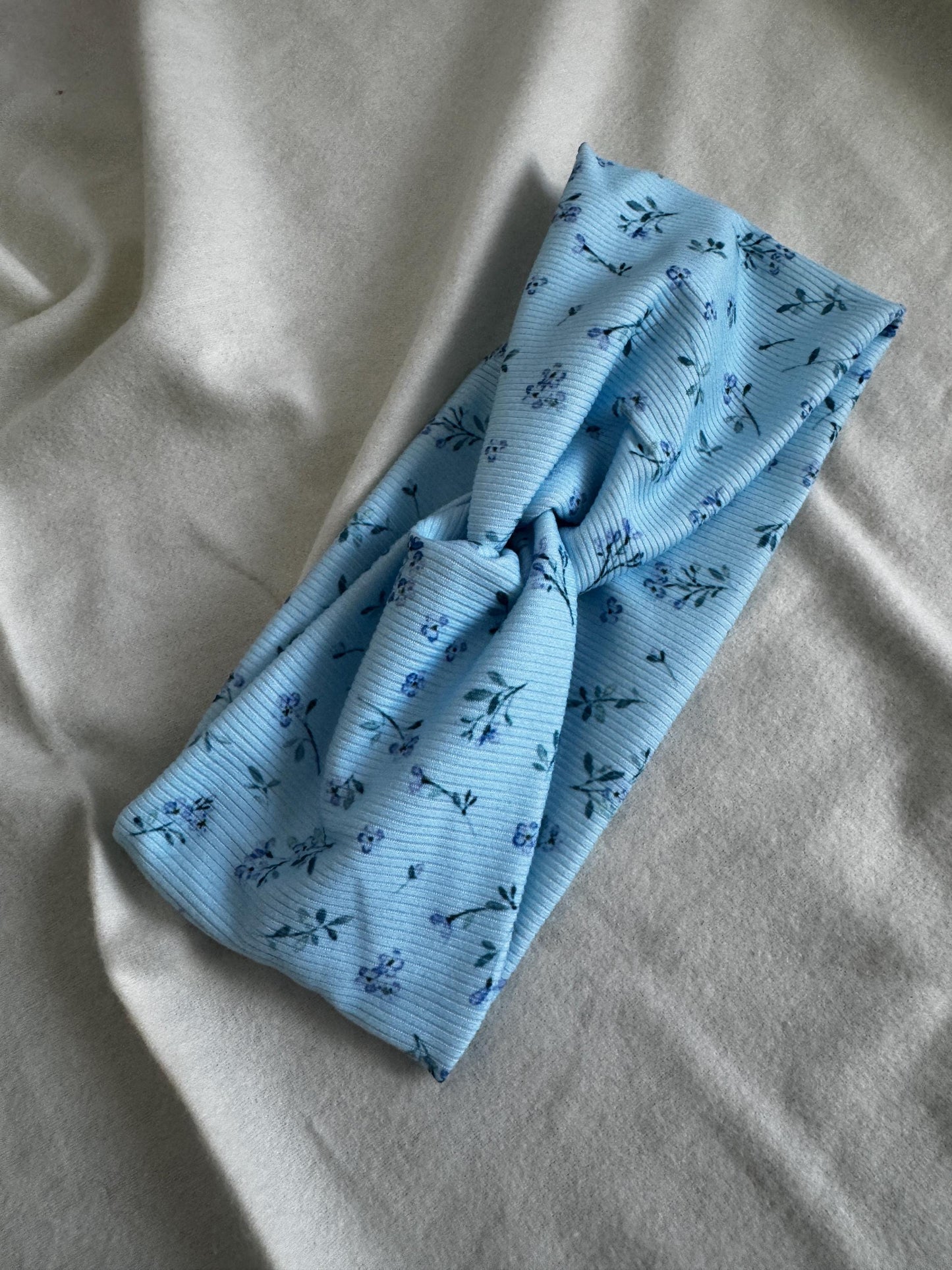 Blue Floral Botanical Plant Print Twist Headband | Soft Headband | Hair Wrap | Headband for Women and Girls