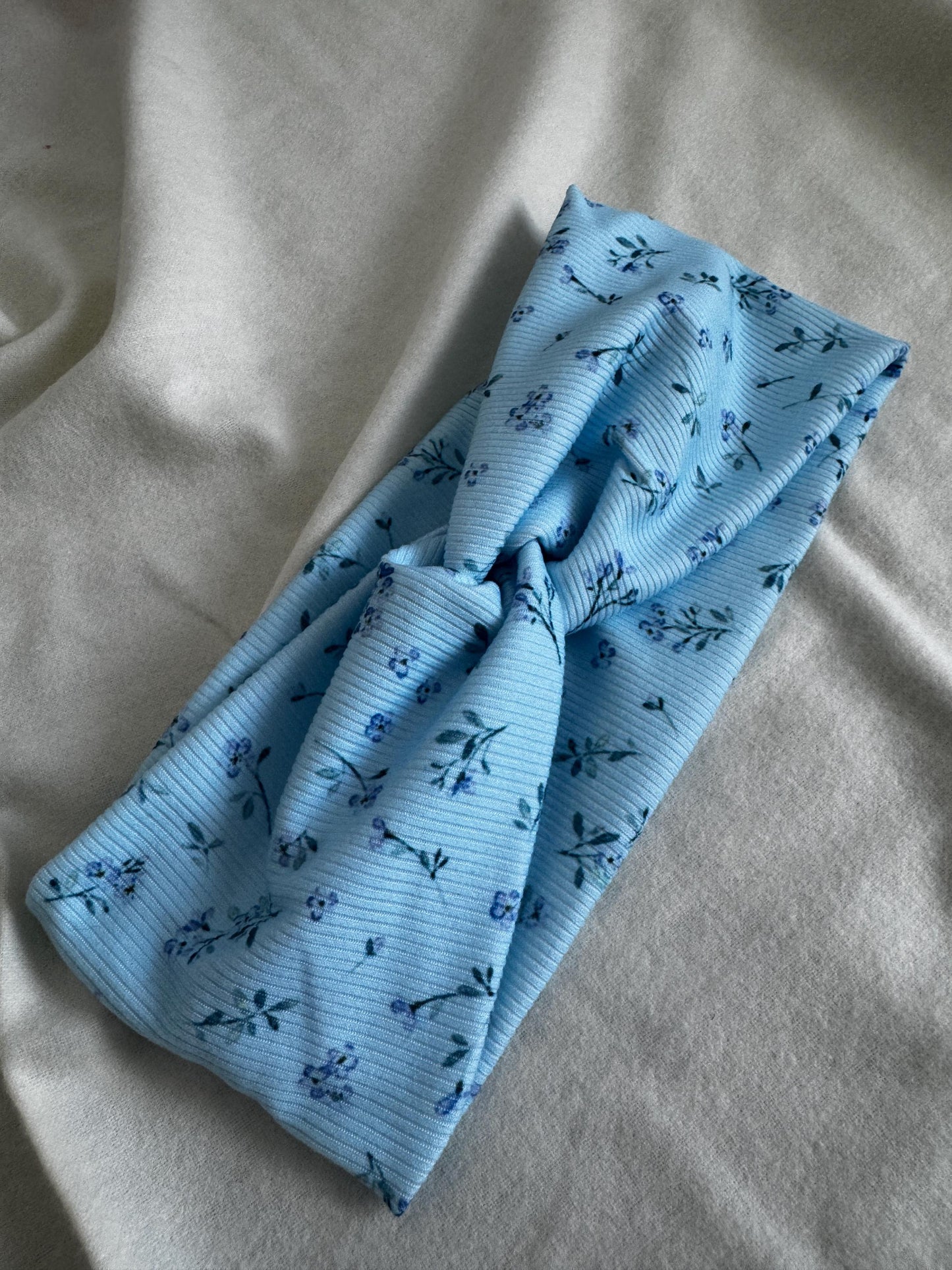 Blue Floral Botanical Plant Print Twist Headband | Soft Headband | Hair Wrap | Headband for Women and Girls