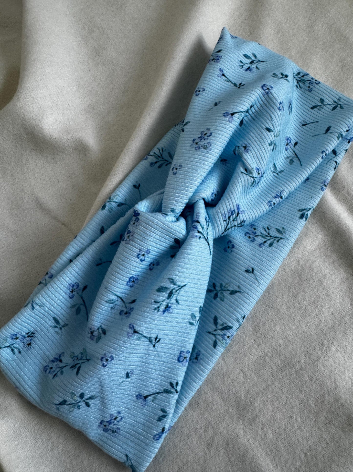 Blue Floral Botanical Plant Print Twist Headband | Soft Headband | Hair Wrap | Headband for Women and Girls