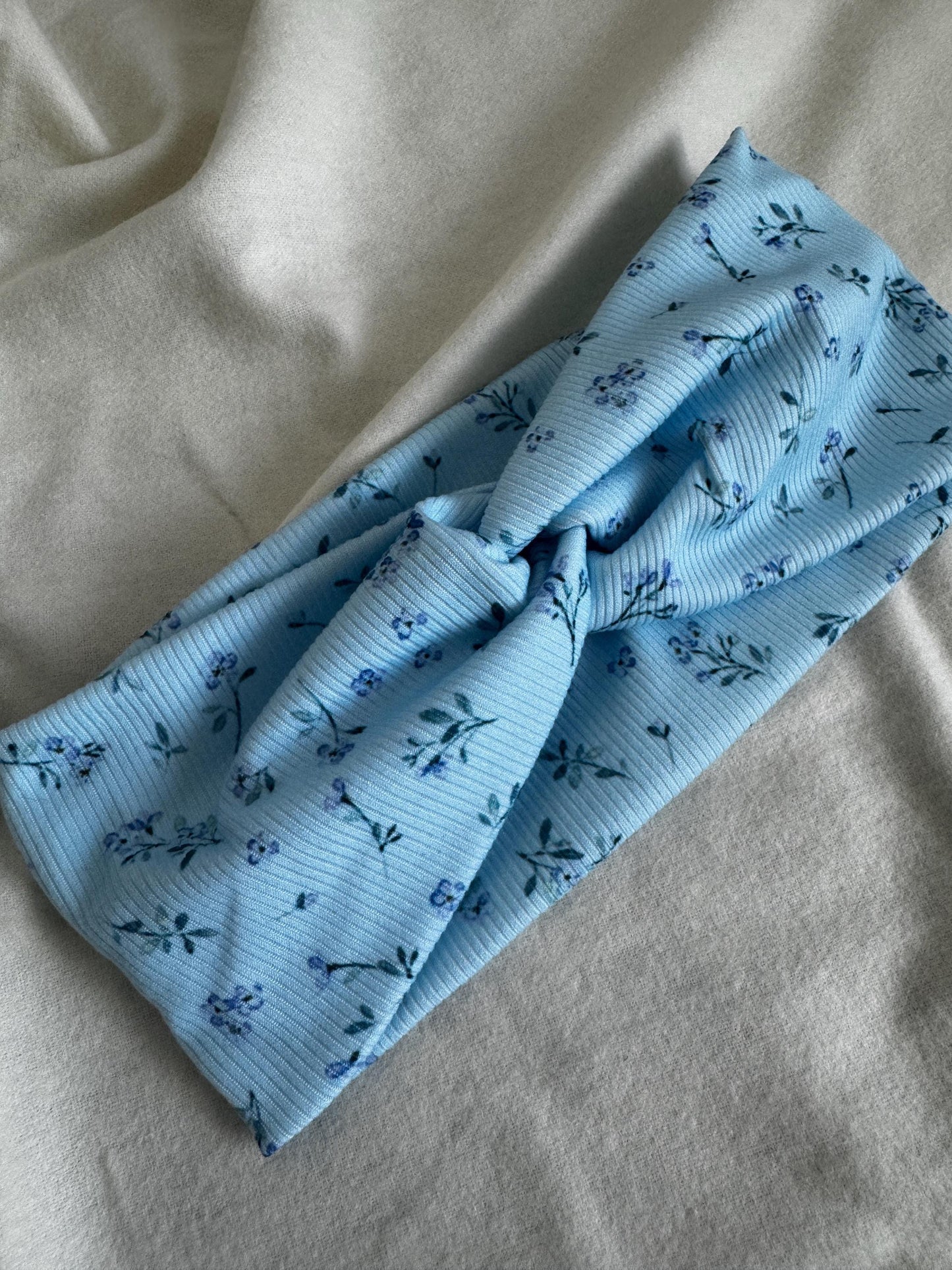 Blue Floral Botanical Plant Print Twist Headband | Soft Headband | Hair Wrap | Headband for Women and Girls