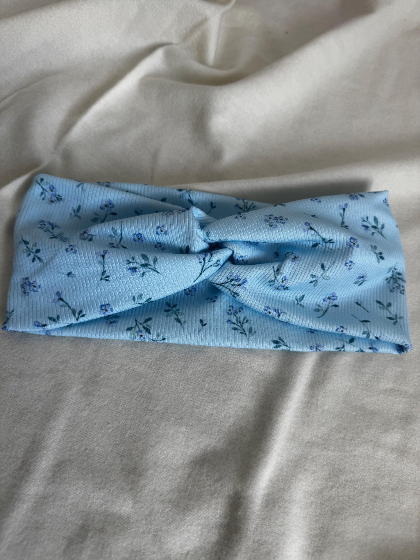 Blue Floral Botanical Plant Print Twist Headband | Soft Headband | Hair Wrap | Headband for Women and Girls