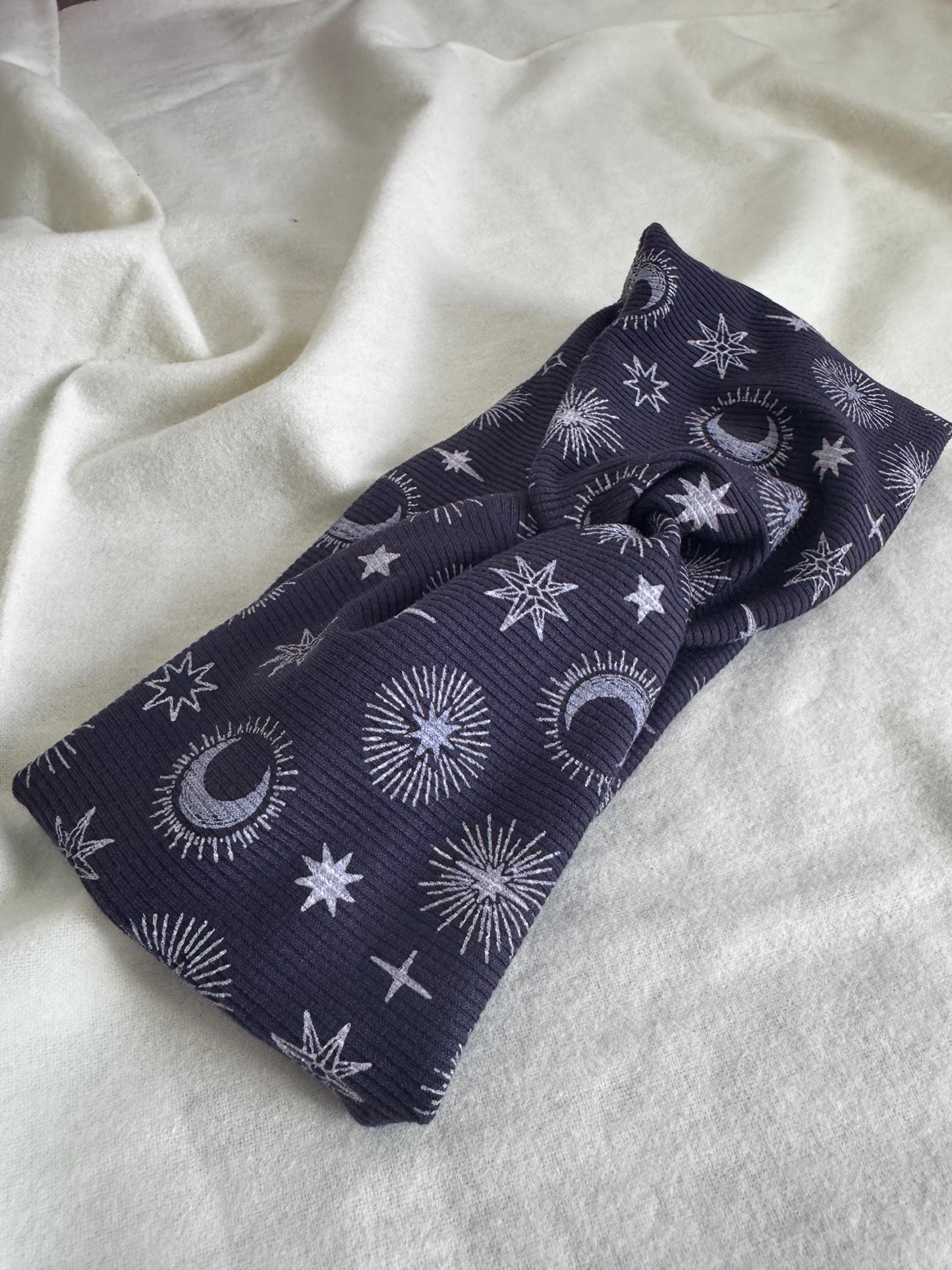 Purple Celestial Moon Star Print Headband | Hard Headband | Hair Wrap | Headband for Women and Girls