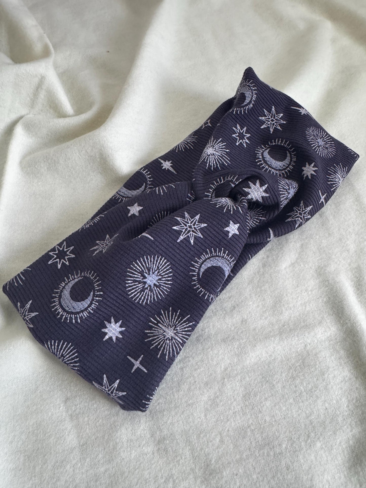Purple Celestial Moon Star Print Headband | Hard Headband | Hair Wrap | Headband for Women and Girls