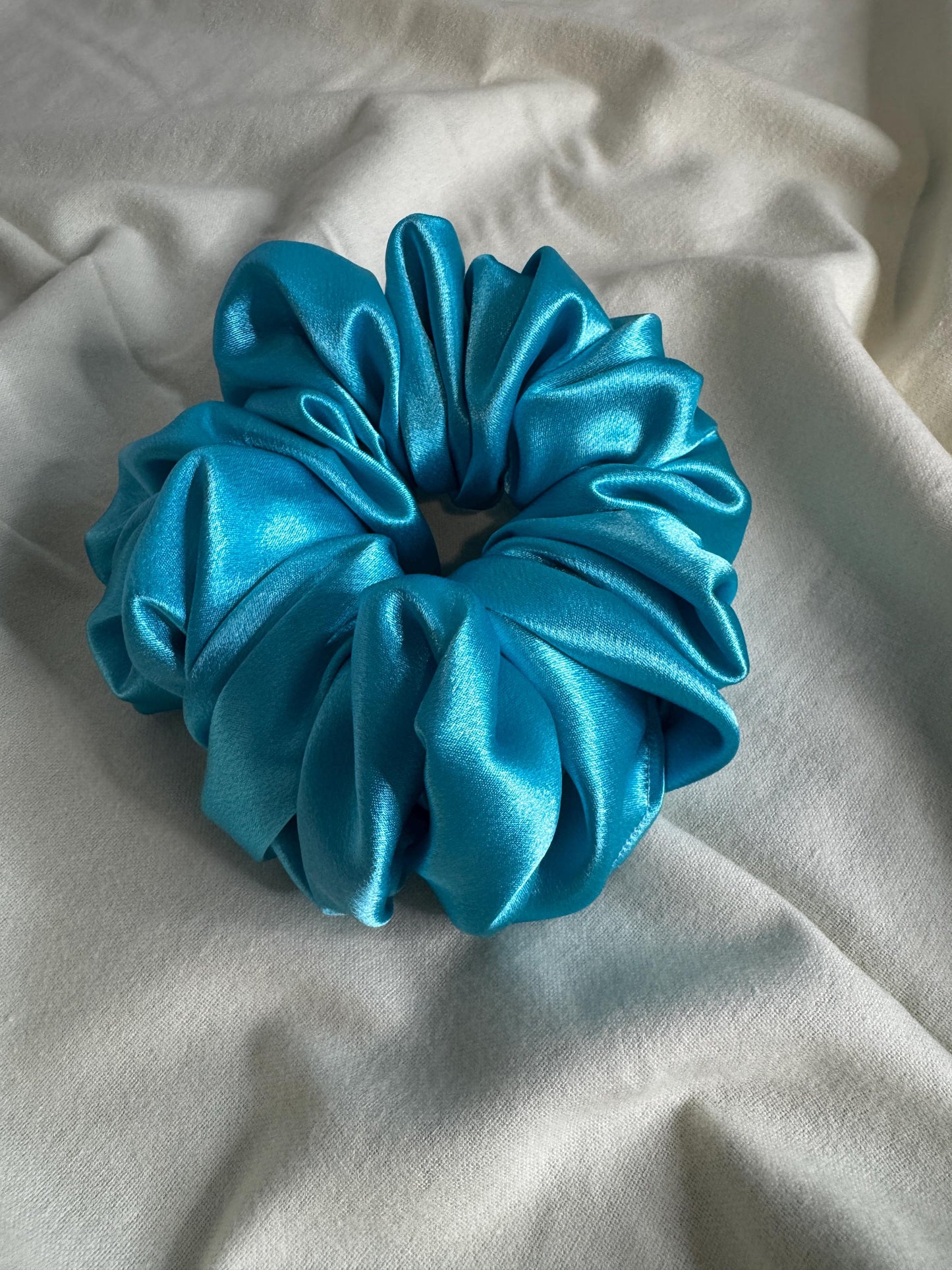 Bright Blue Oversized Jumbo XL Satin Scrunchie | Bridal Gift | Bridesmaid Gift | Gifts for Her