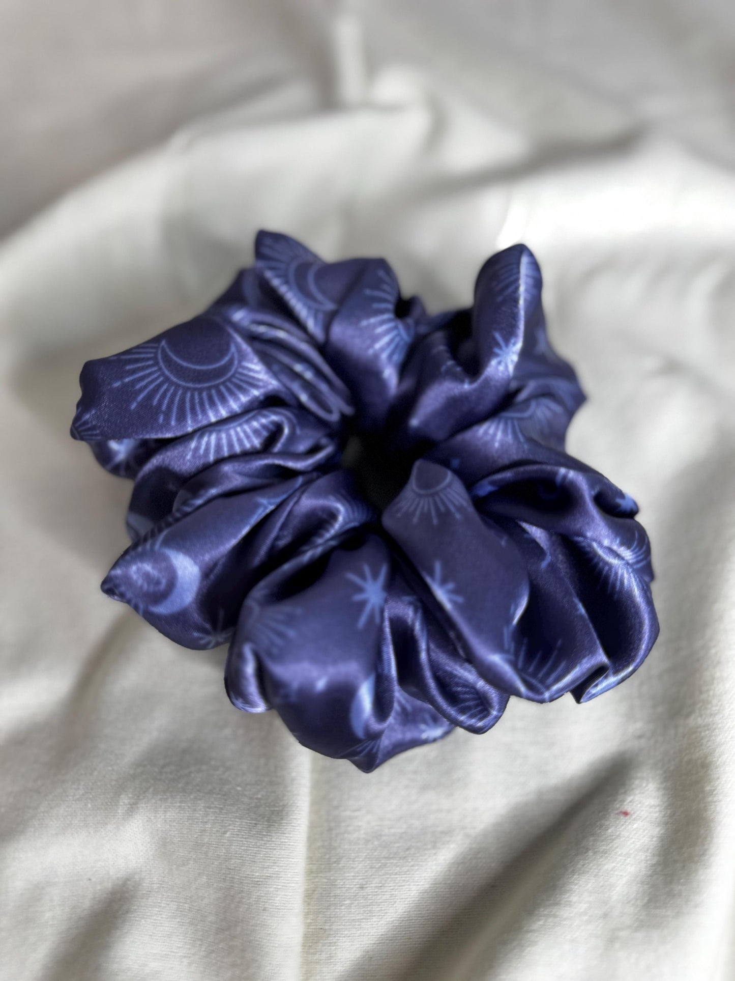Celestial Moon and Star Blue Whimsigoth Oversized Jumbo XL Satin Scrunchie | Bridal Gift | Bridesmaid Gift | Gifts for Her