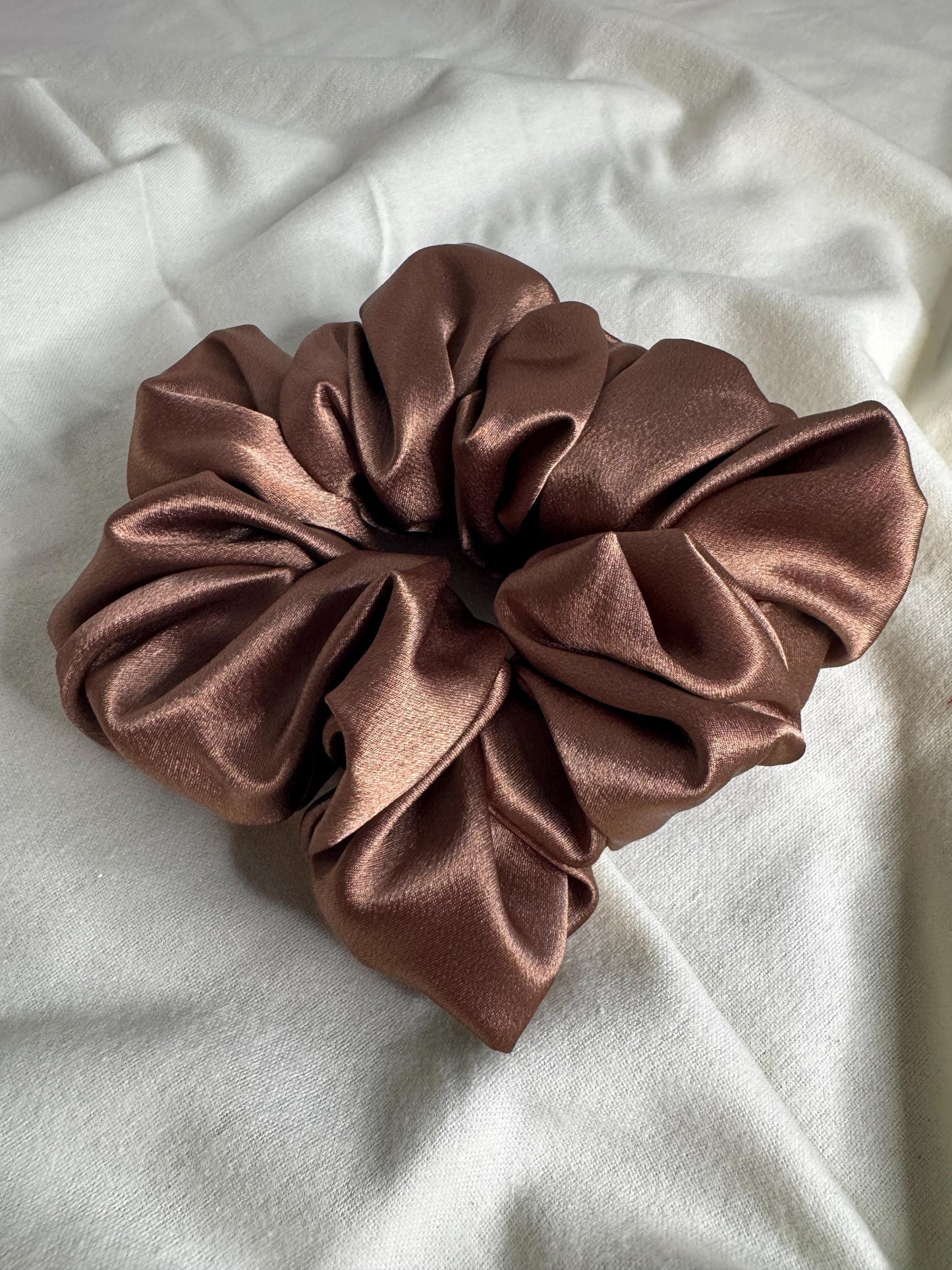 Chocolate Brown Mocha Mousse Neutral Oversized Jumbo XL Satin Scrunchie | Bridal Gift | Bridesmaid Gift | Gifts for Her
