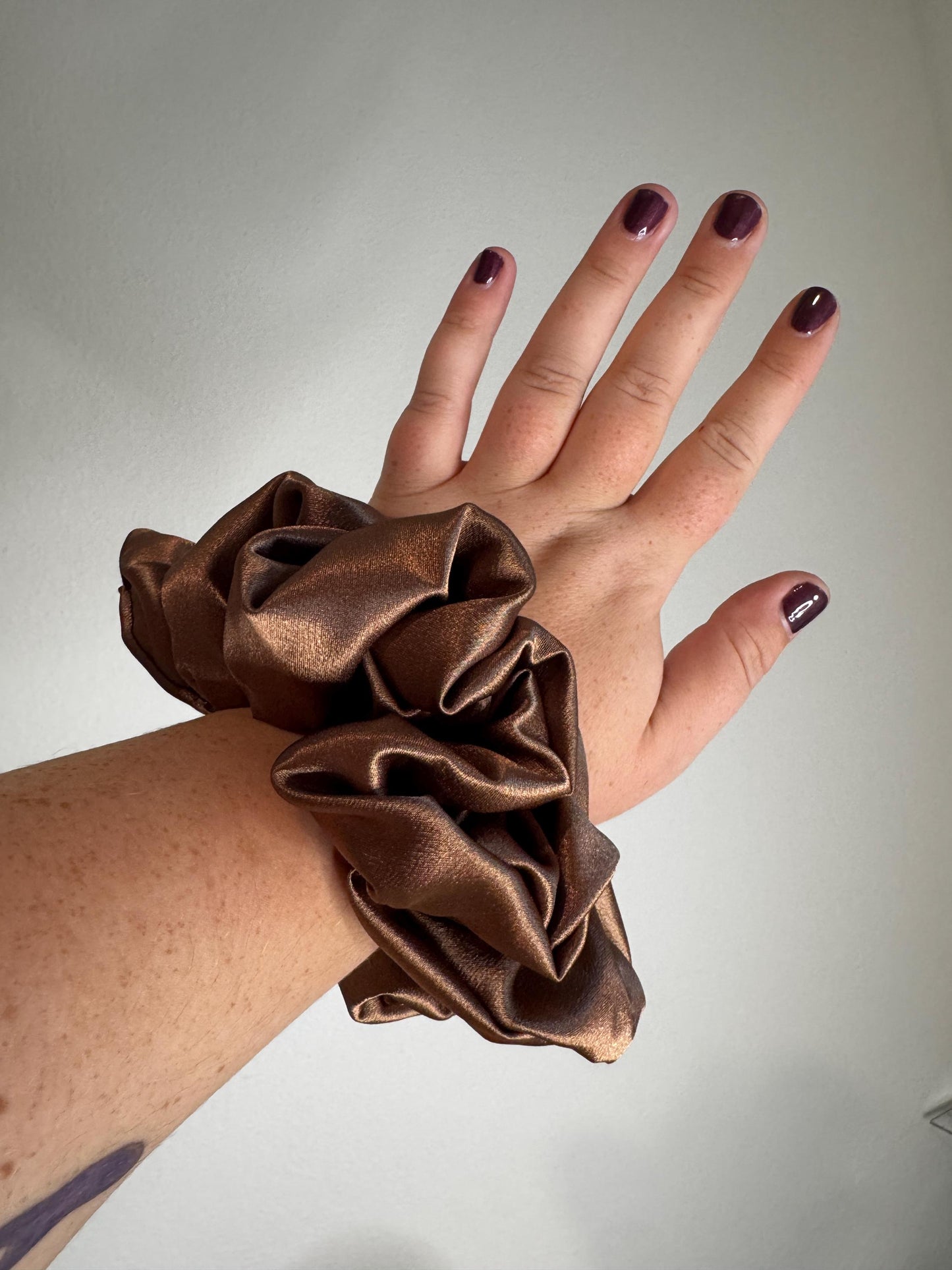 Chocolate Brown Mocha Mousse Neutral Oversized Jumbo XL Satin Scrunchie | Bridal Gift | Bridesmaid Gift | Gifts for Her