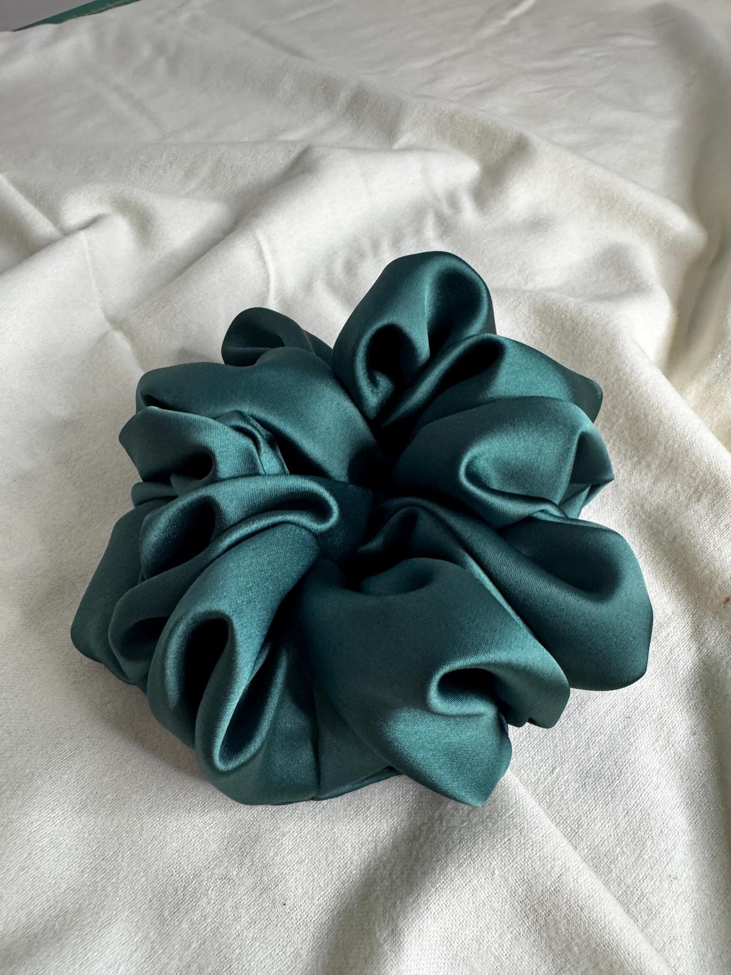 Dark Academia Forest Green Oversized Jumbo XL Satin Scrunchie | Bridal Gift | Bridesmaid Gift | Gifts for Her