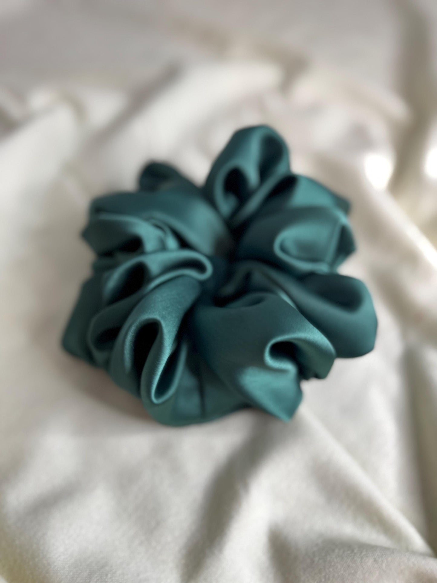 Dark Academia Forest Green Oversized Jumbo XL Satin Scrunchie | Bridal Gift | Bridesmaid Gift | Gifts for Her