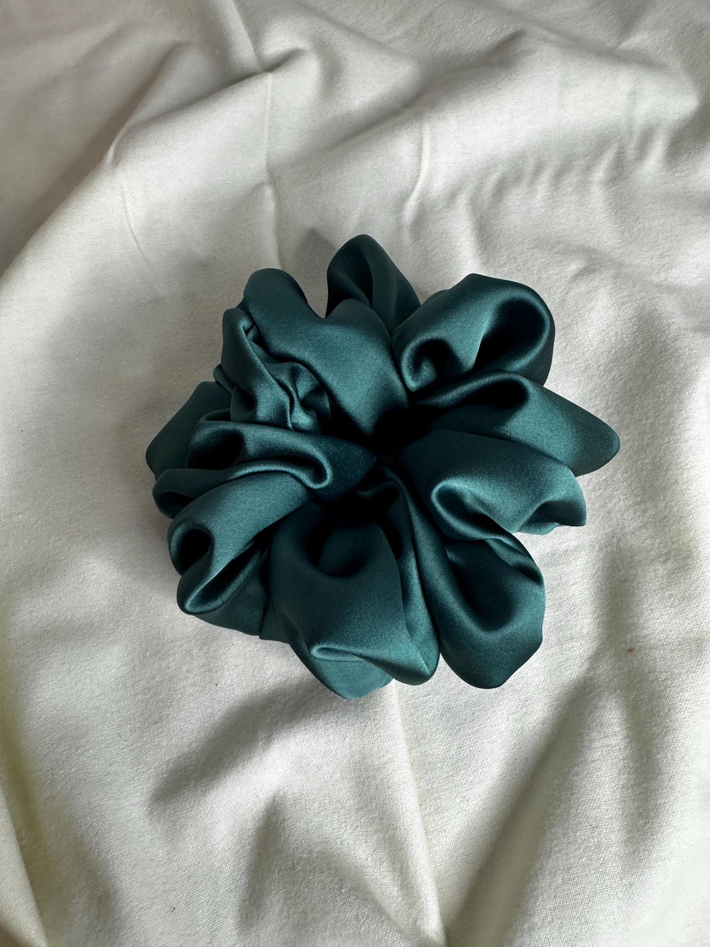 Dark Academia Forest Green Oversized Jumbo XL Satin Scrunchie | Bridal Gift | Bridesmaid Gift | Gifts for Her