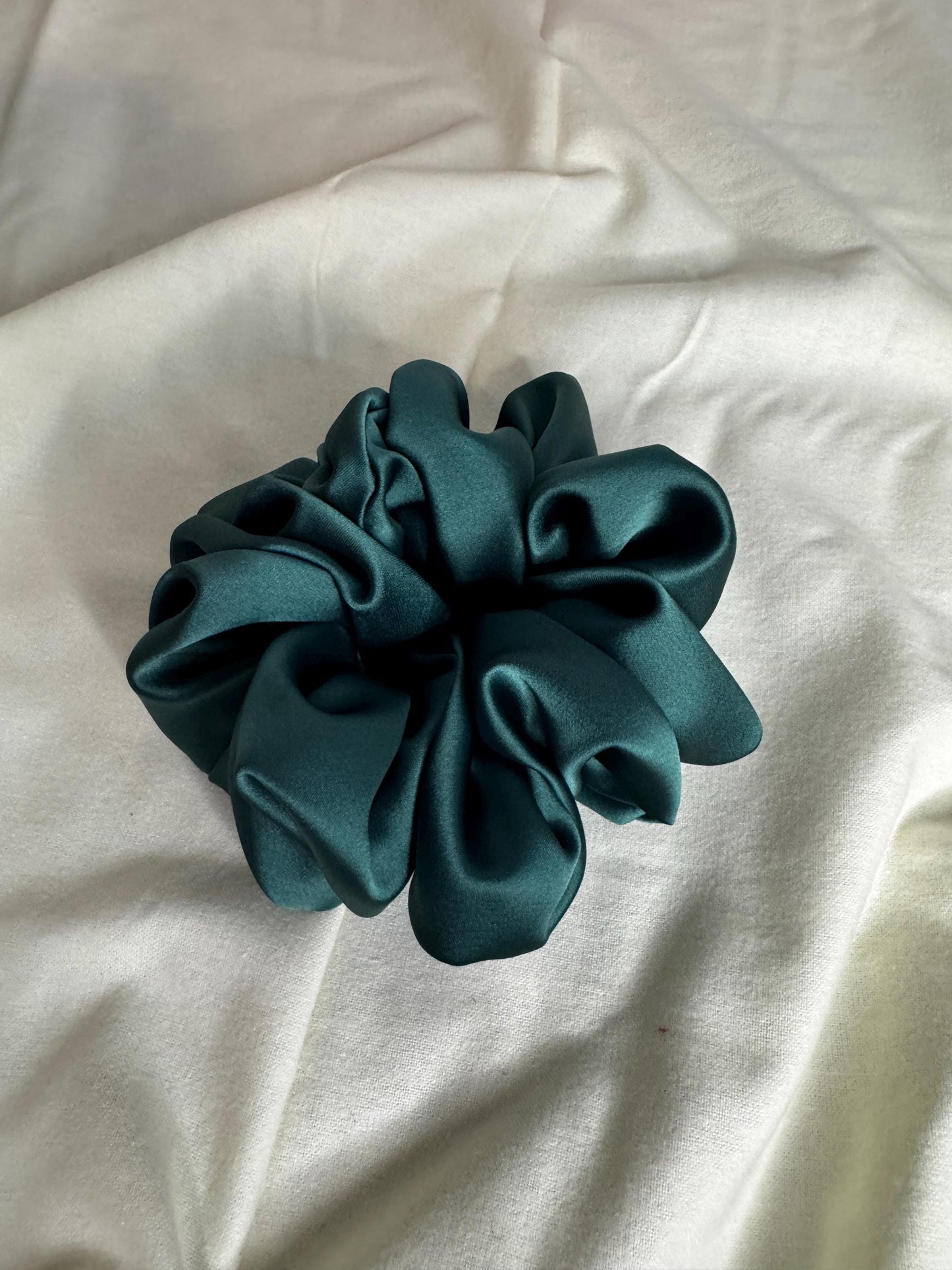 Dark Academia Forest Green Oversized Jumbo XL Satin Scrunchie | Bridal Gift | Bridesmaid Gift | Gifts for Her