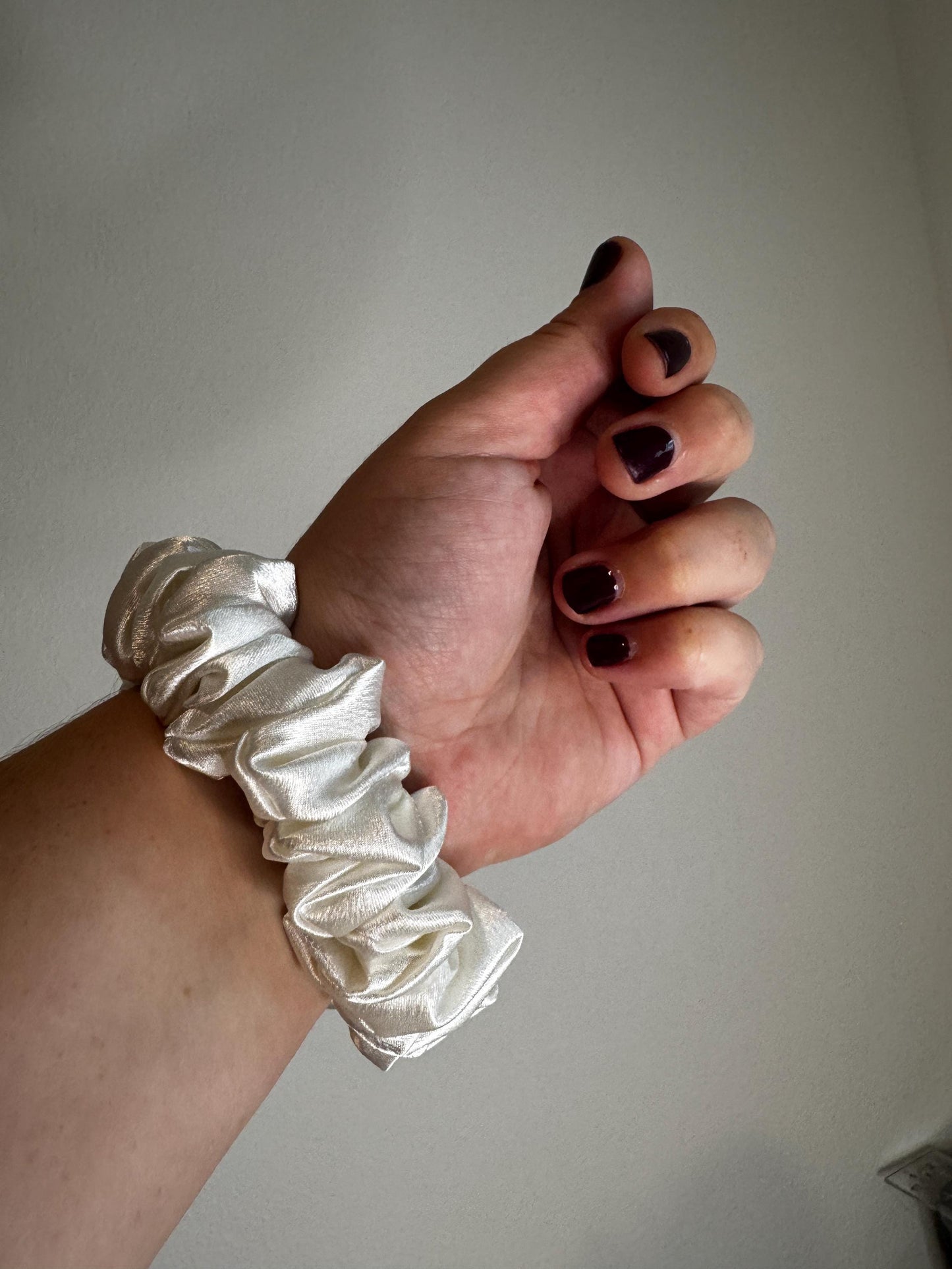 White mini Satin Scrunchie | Bridal Gifts | Bridesmaid Gift | Gifts for Her