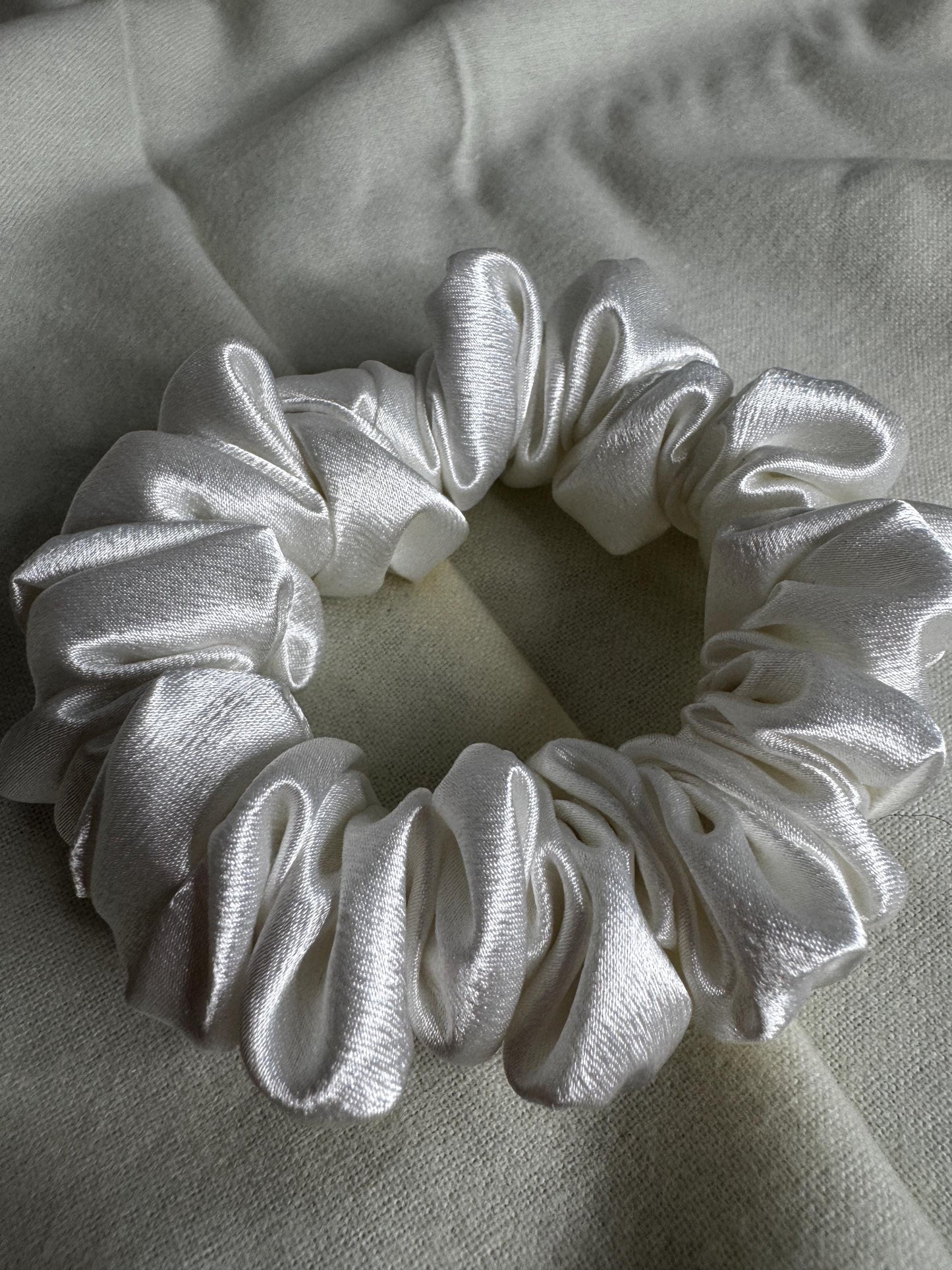 White mini Satin Scrunchie | Bridal Gifts | Bridesmaid Gift | Gifts for Her