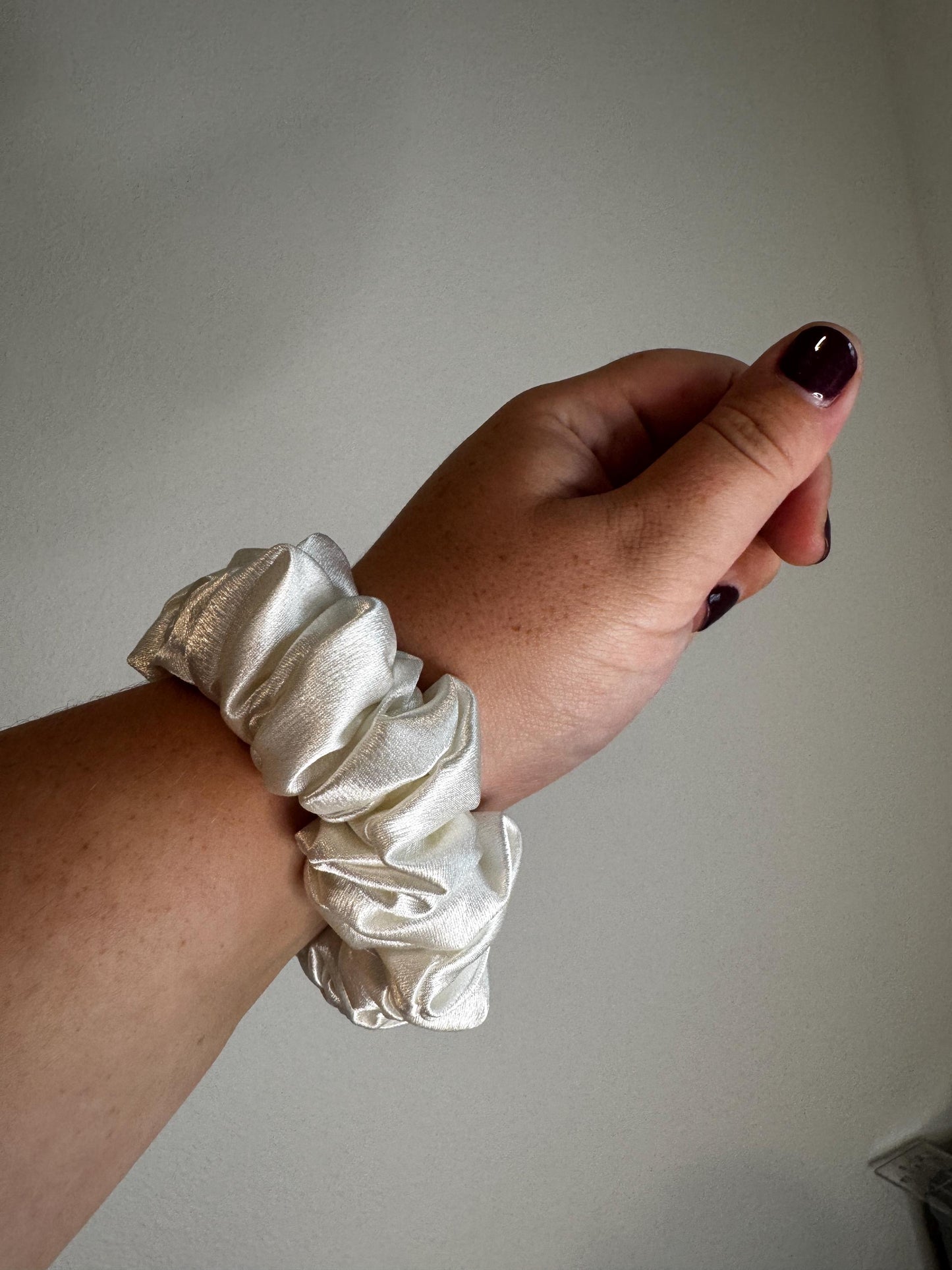 White mini Satin Scrunchie | Bridal Gifts | Bridesmaid Gift | Gifts for Her