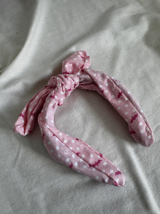 Pink Bat Polka Dot Headband | Hard Headband | Bow Headband| Headband for Women and Girls