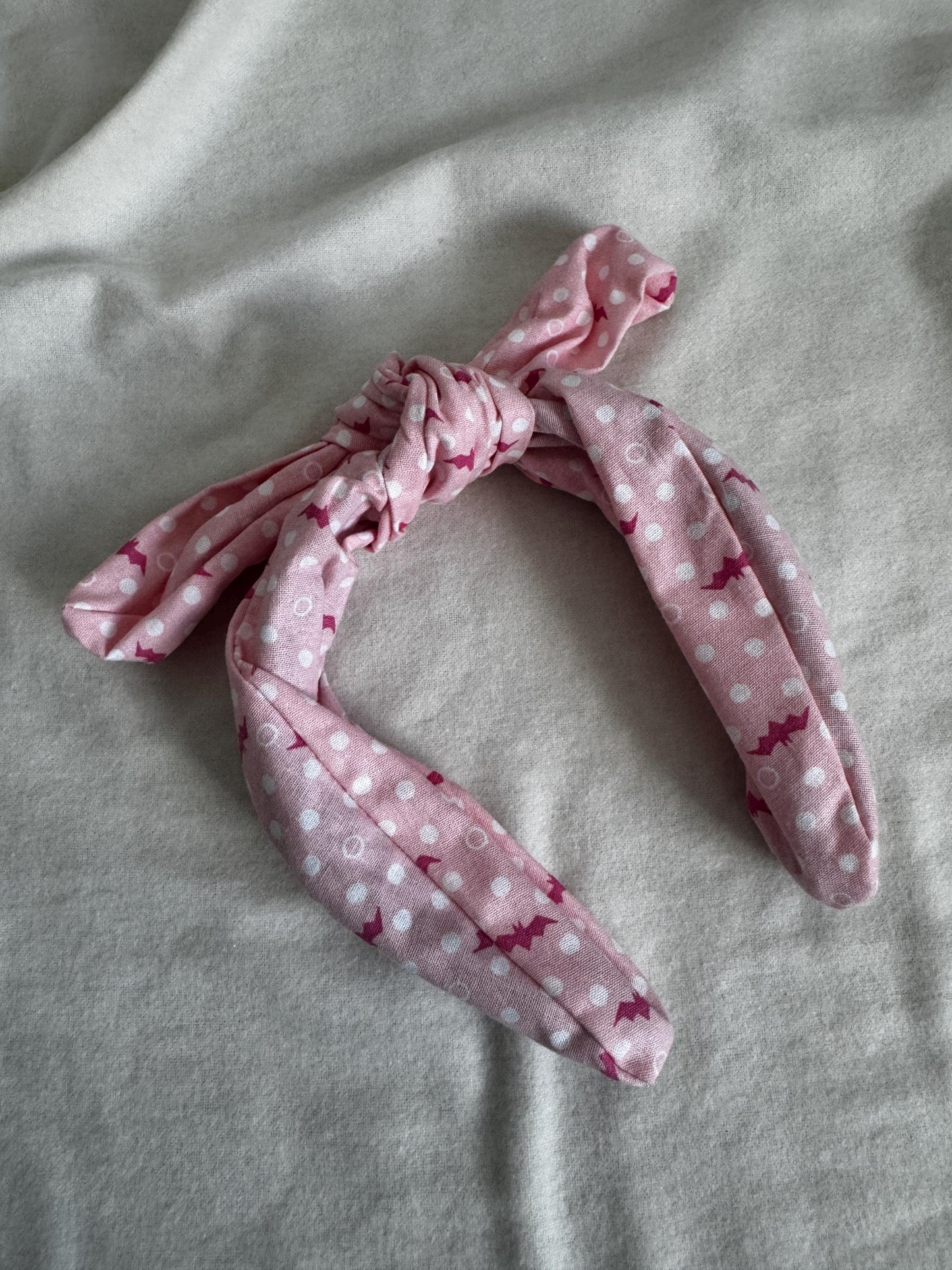 Pink Bat Polka Dot Headband | Hard Headband | Bow Headband| Headband for Women and Girls