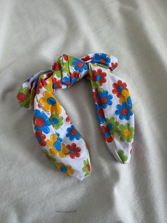 Red Yellow Blue Primary Color Retro Flower Headband | Hard Headband | Bow Headband| Headband for Women and Girls