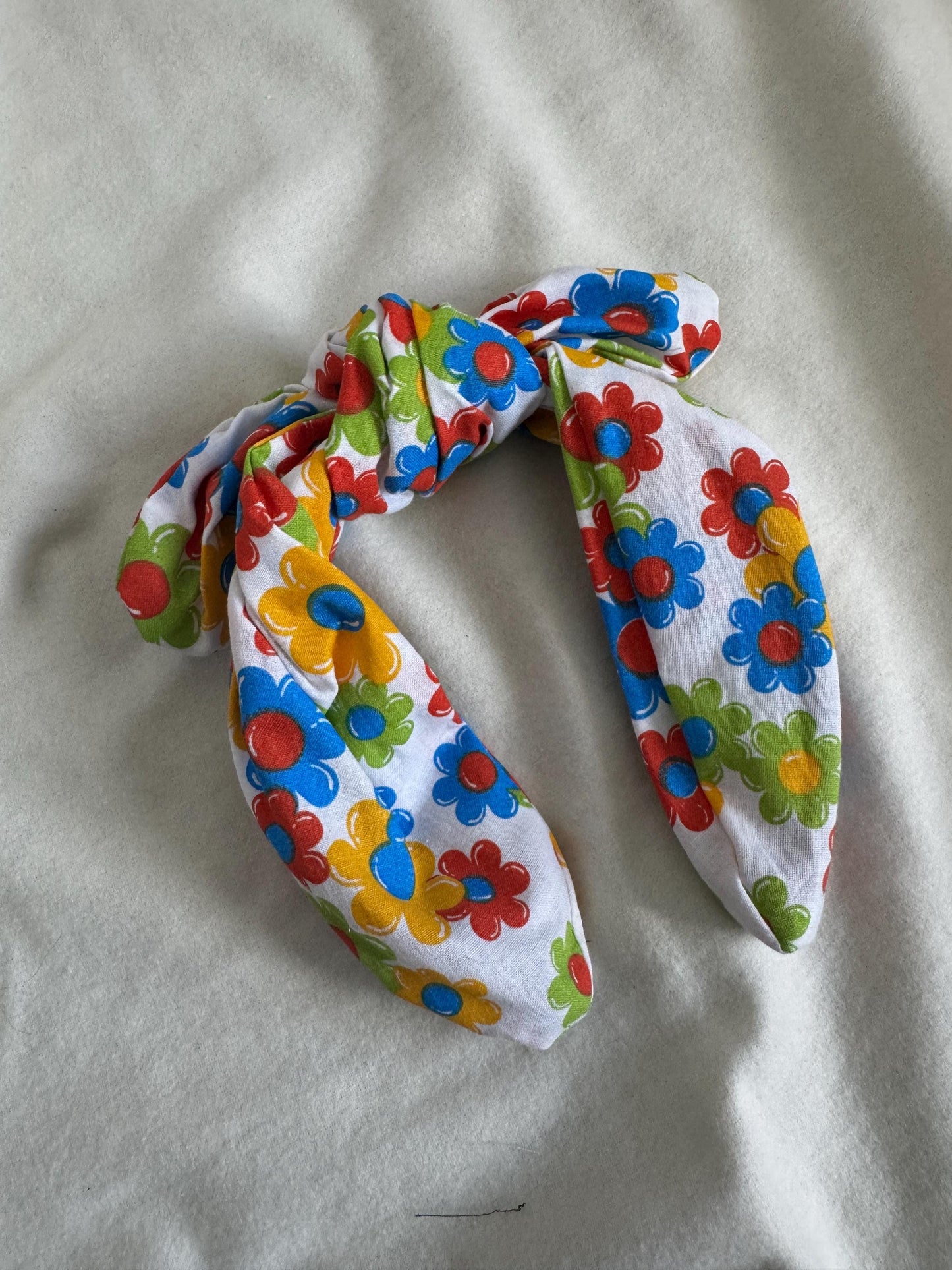 Red Yellow Blue Primary Color Retro Flower Headband | Hard Headband | Bow Headband| Headband for Women and Girls