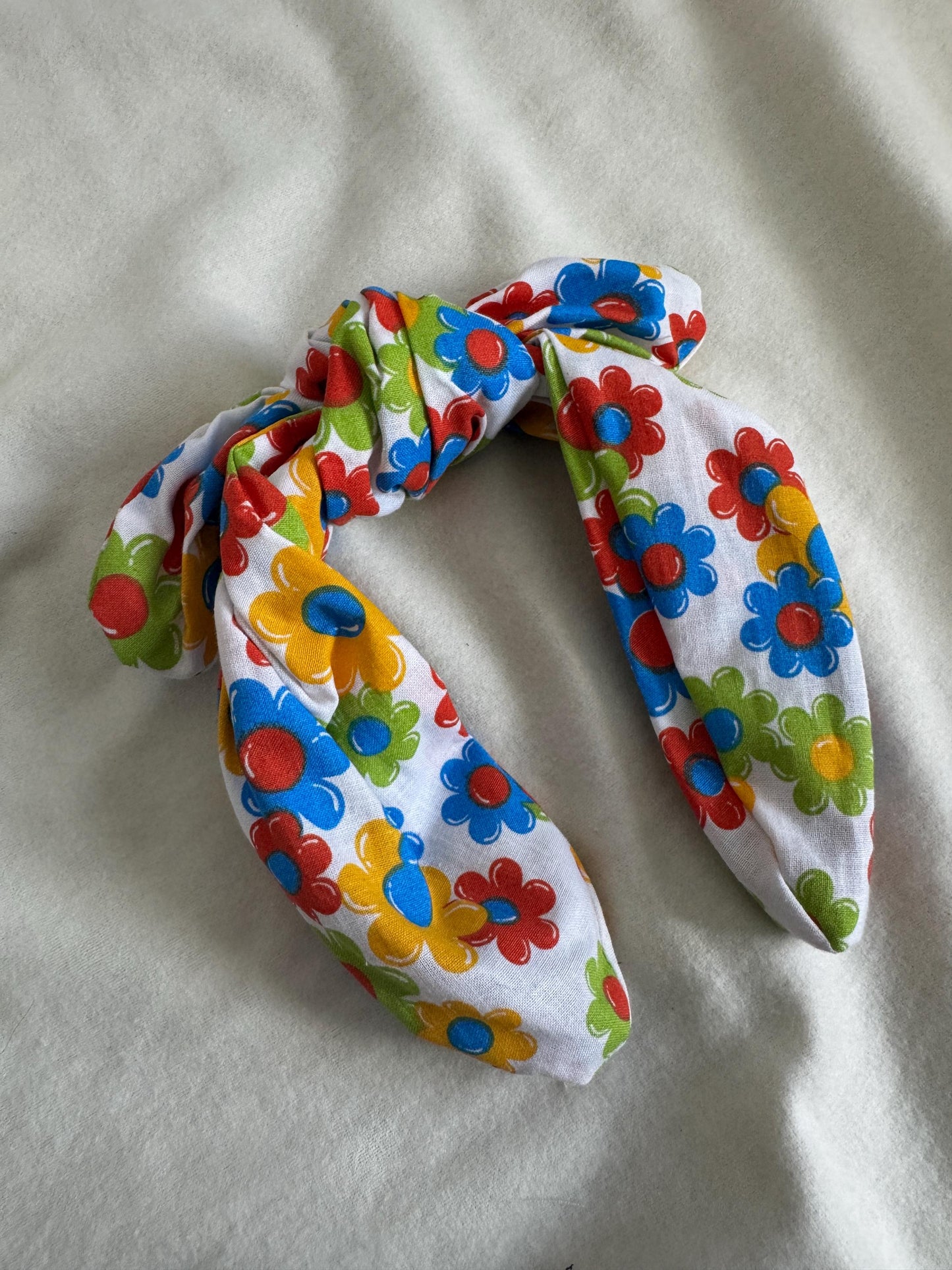 Red Yellow Blue Primary Color Retro Flower Headband | Hard Headband | Bow Headband| Headband for Women and Girls