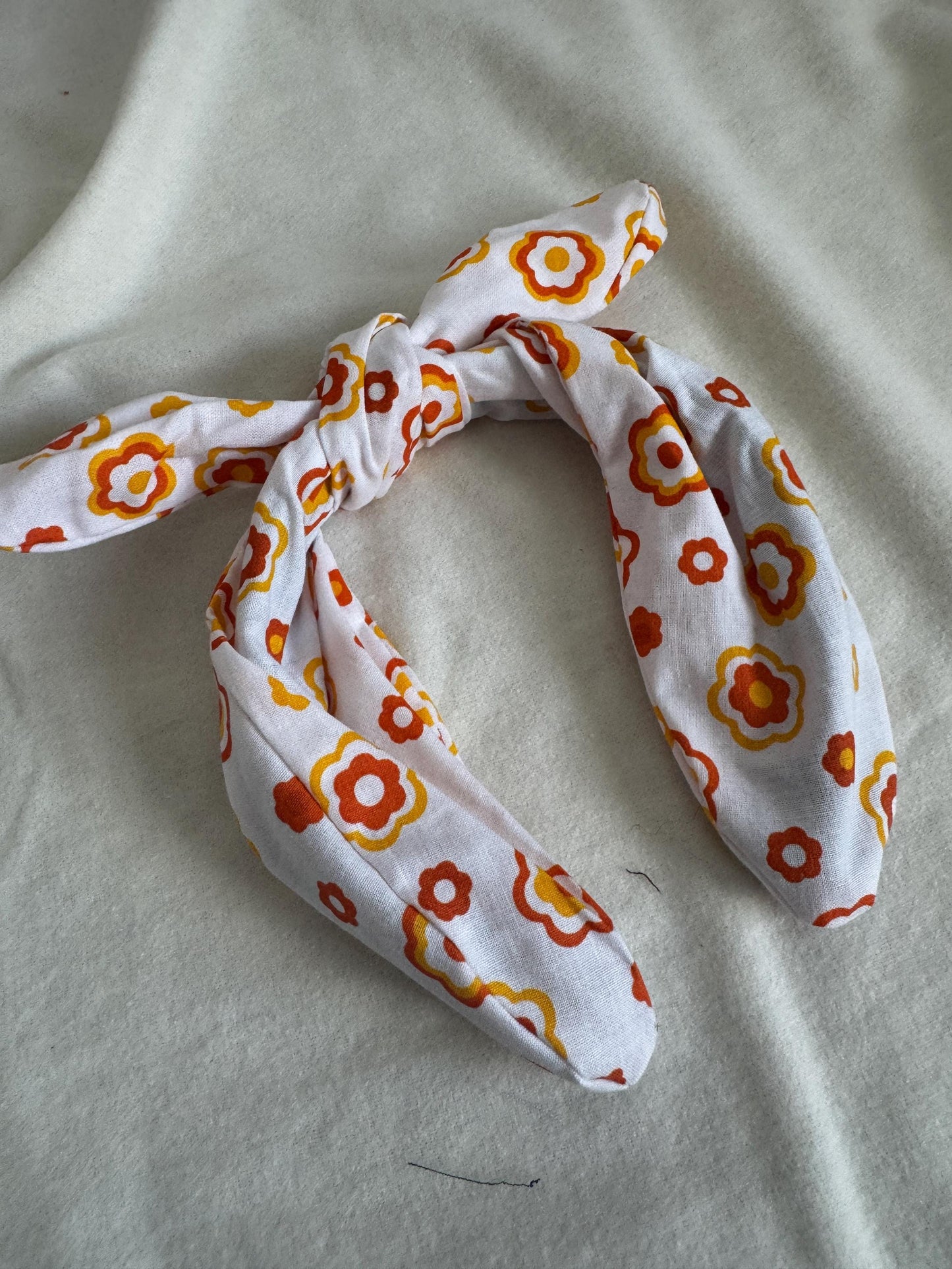 Orange Yellow Retro Flower Headband | Hard Headband | Bow Headband| Headband for Women and Girls