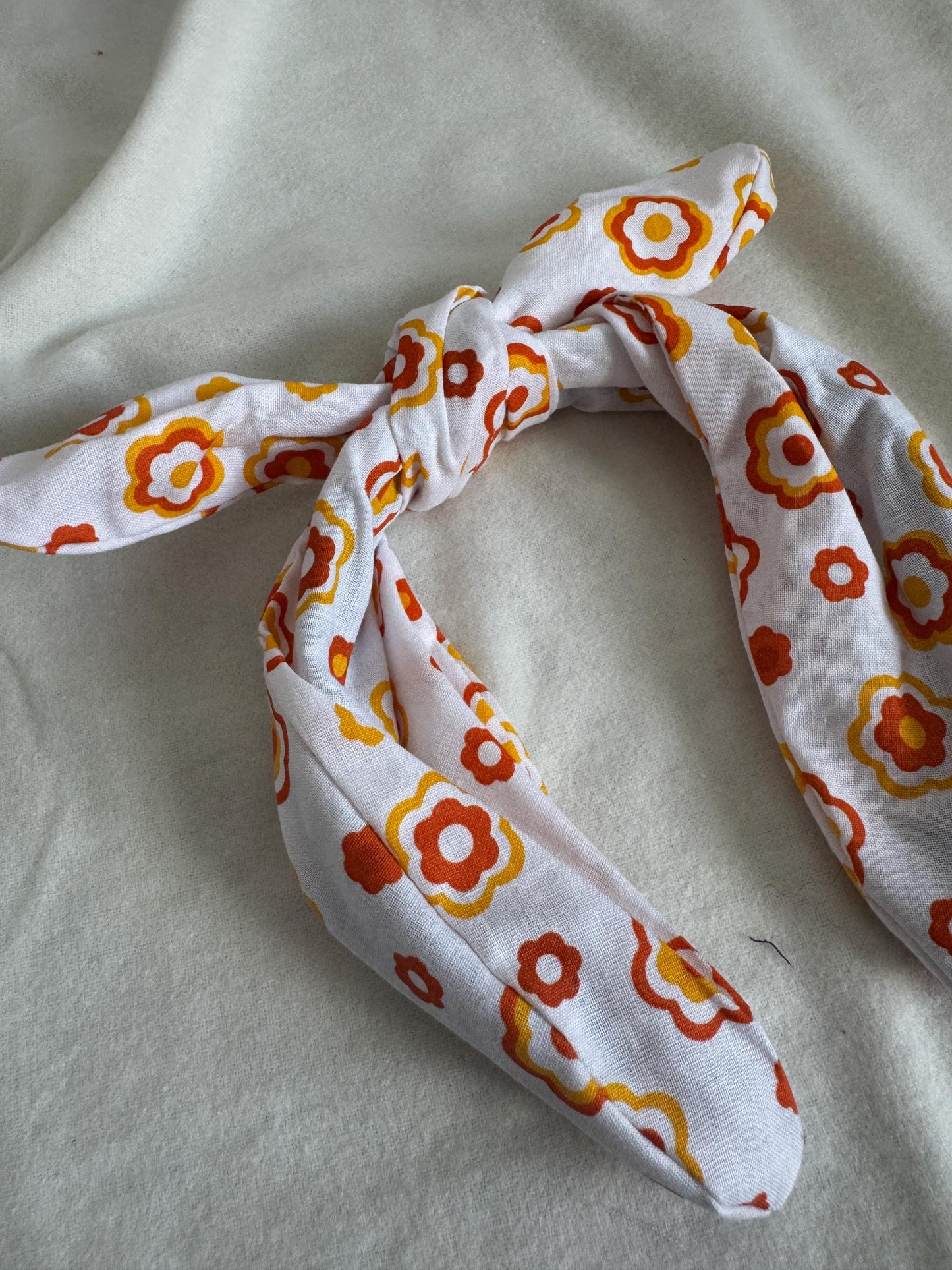 Orange Yellow Retro Flower Headband | Hard Headband | Bow Headband| Headband for Women and Girls