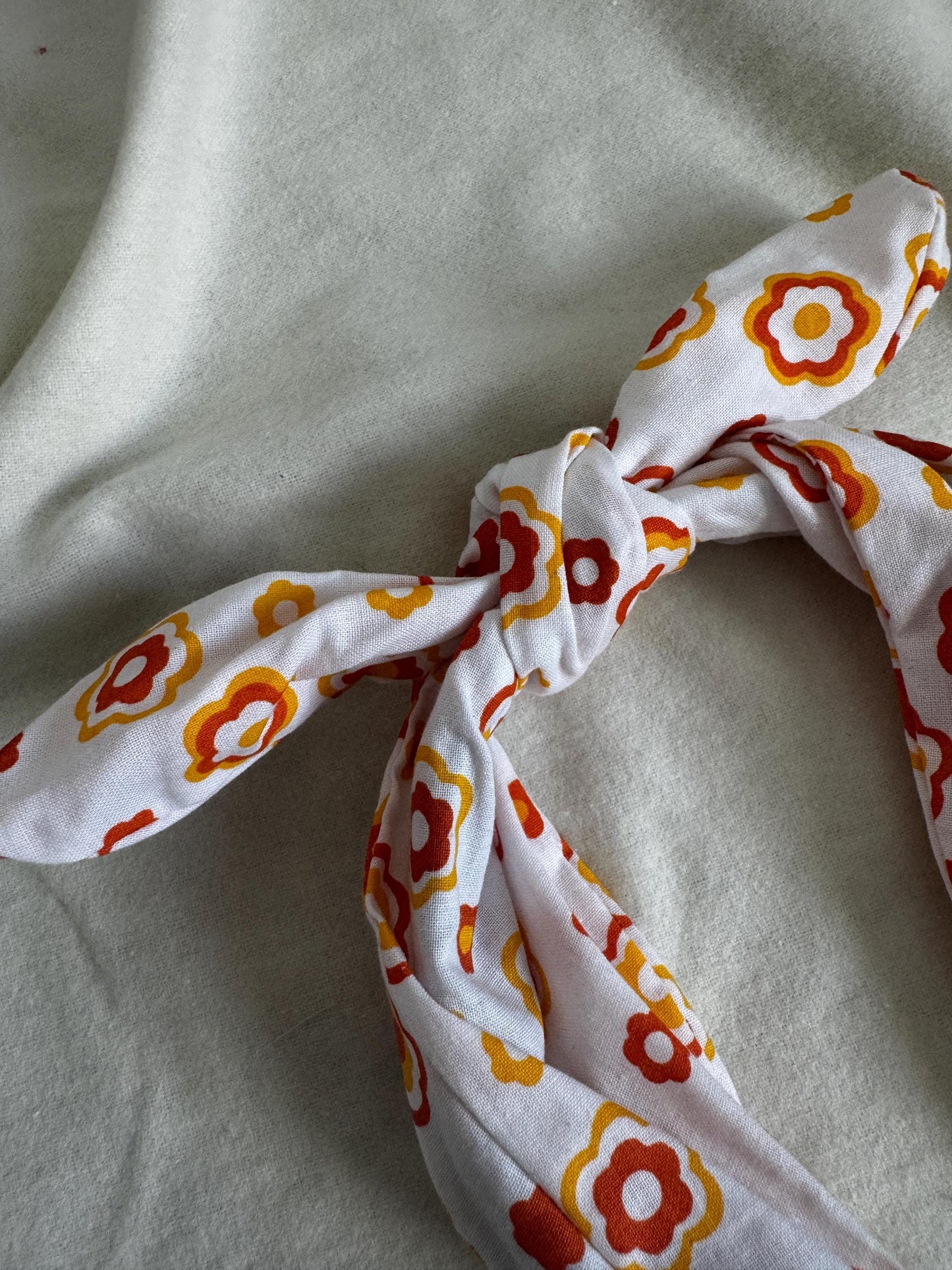 Orange Yellow Retro Flower Headband | Hard Headband | Bow Headband| Headband for Women and Girls